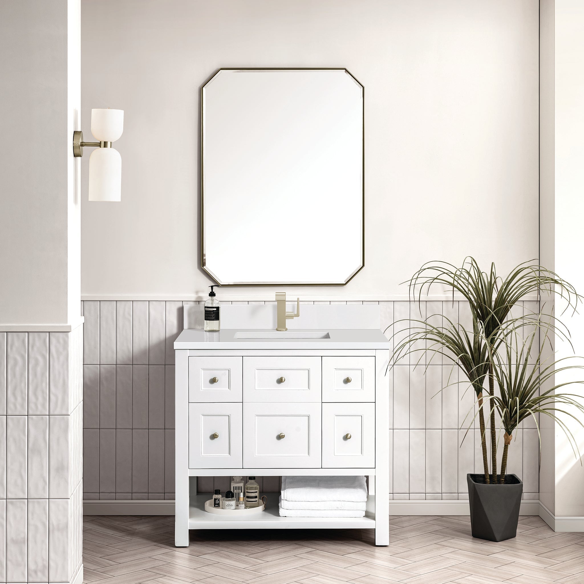 James Martin Vanities - Breckenridge 36" Single Vanity in Bright White - 330 - V36 - BW - 1WZ - Home Luxury USA