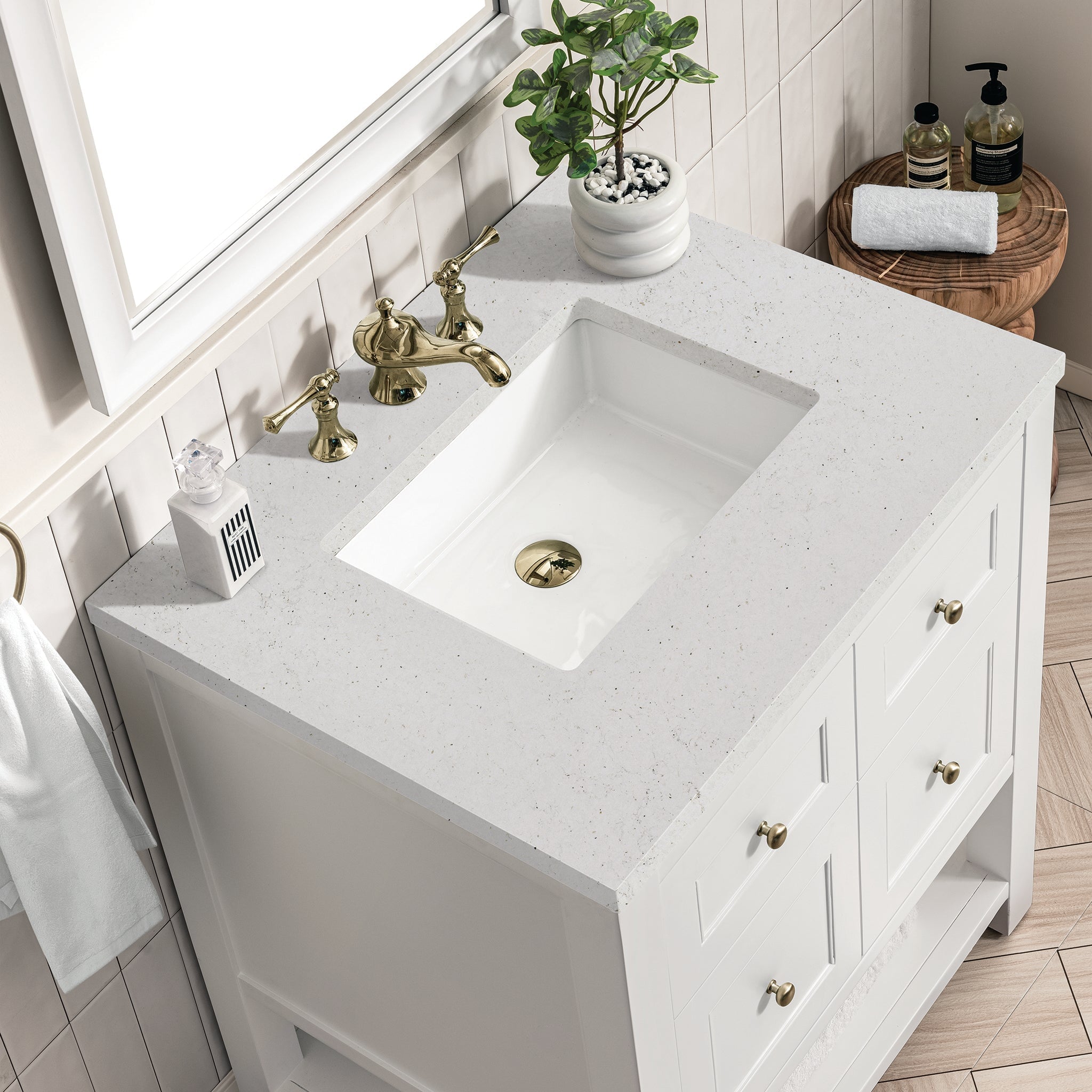 James Martin Vanities - Breckenridge 36" Single Vanity in Bright White - 330 - V36 - BW - 3LDL - Home Luxury USA