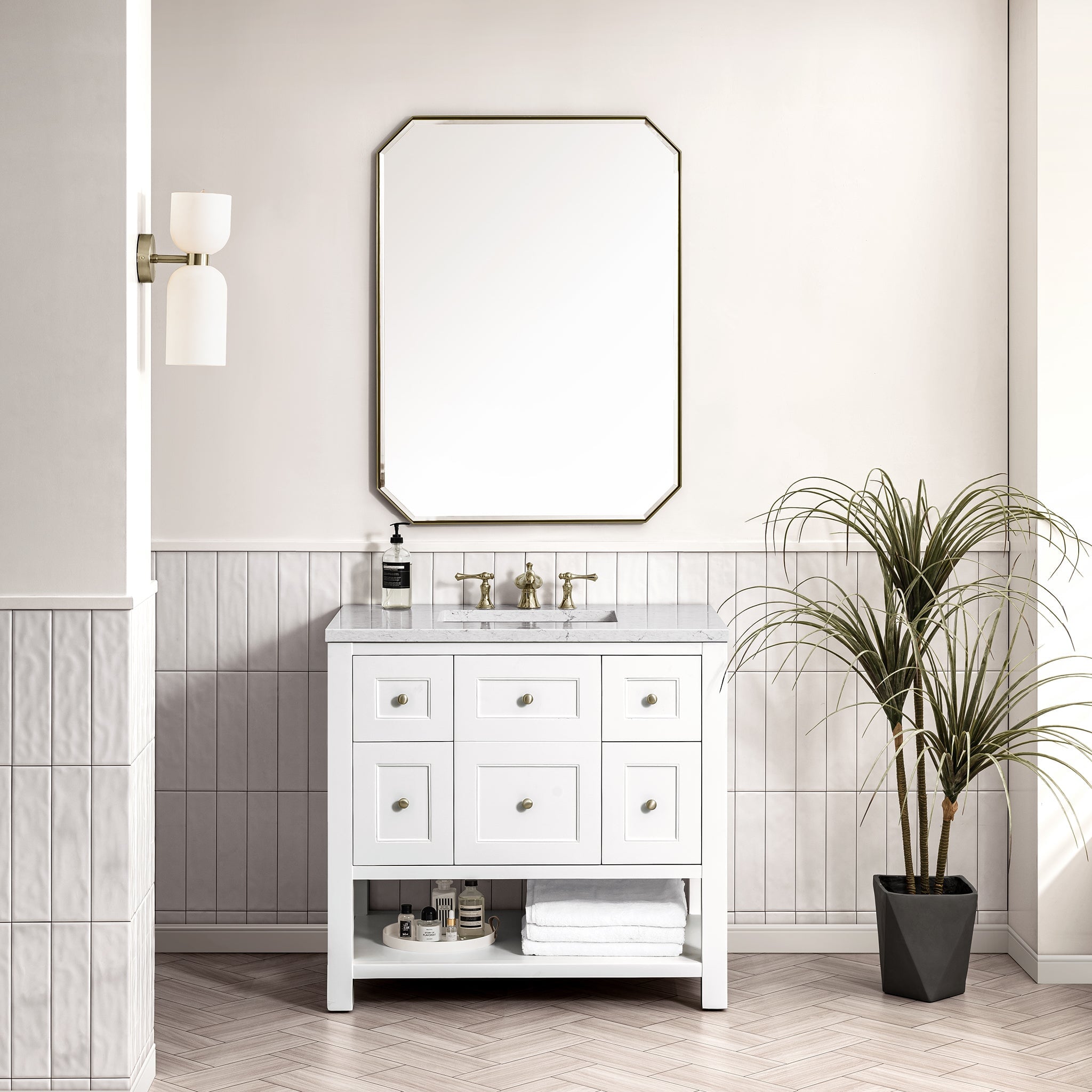 James Martin Vanities - Breckenridge 36" Single Vanity in Bright White - 330 - V36 - BW - Home Luxury USA