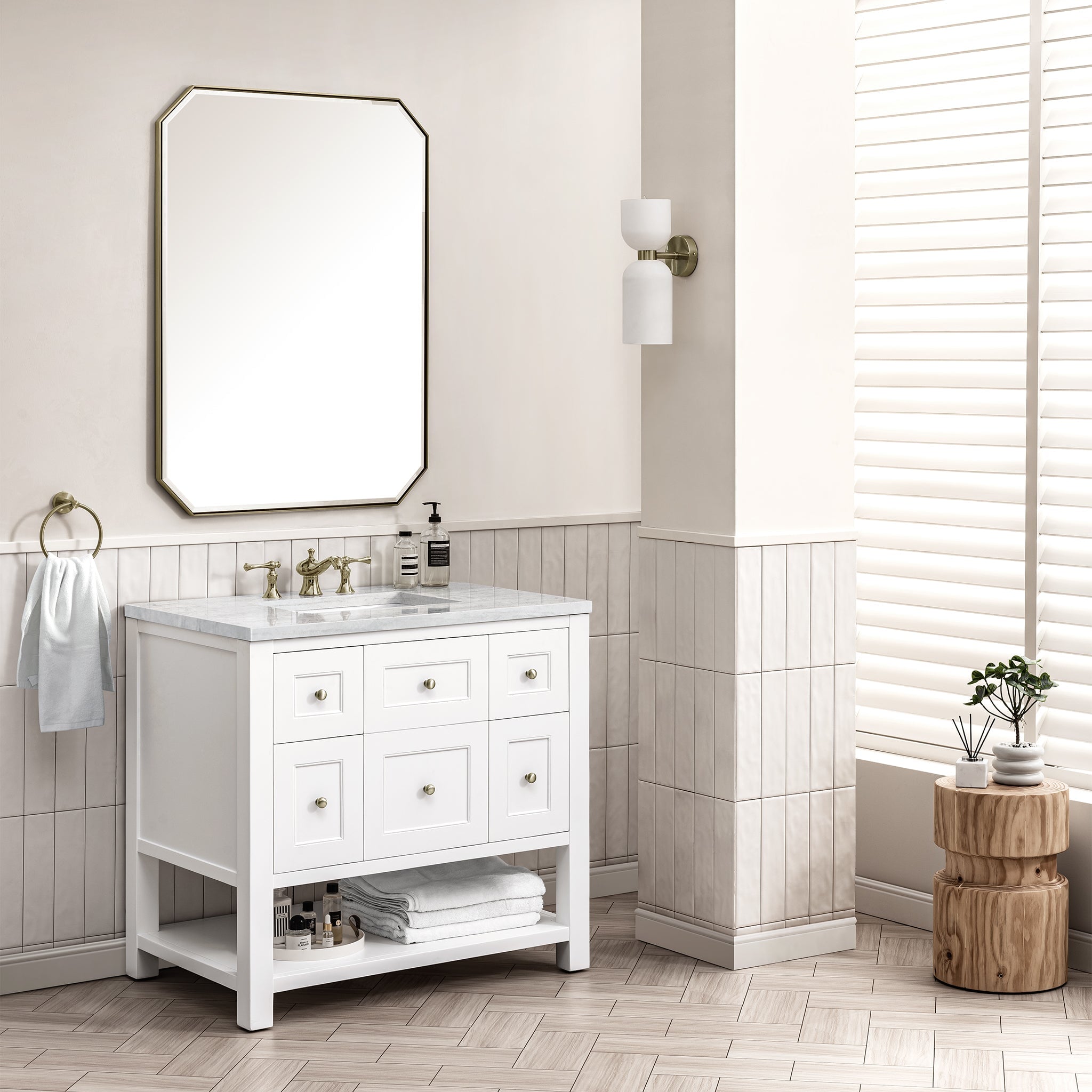 James Martin Vanities - Breckenridge 36" Single Vanity in Bright White - 330 - V36 - BW - Home Luxury USA