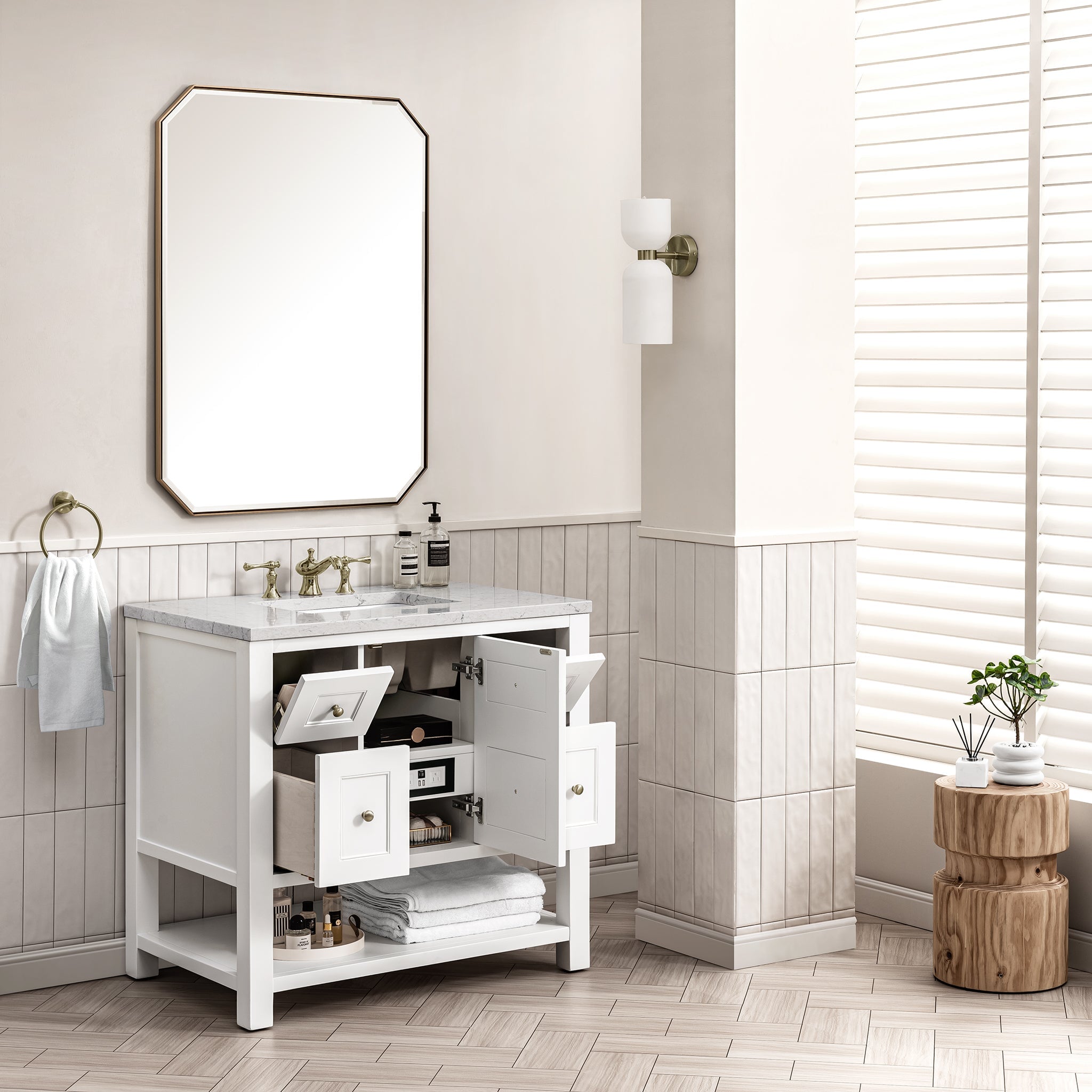 James Martin Vanities - Breckenridge 36" Single Vanity in Bright White - 330 - V36 - BW - Home Luxury USA