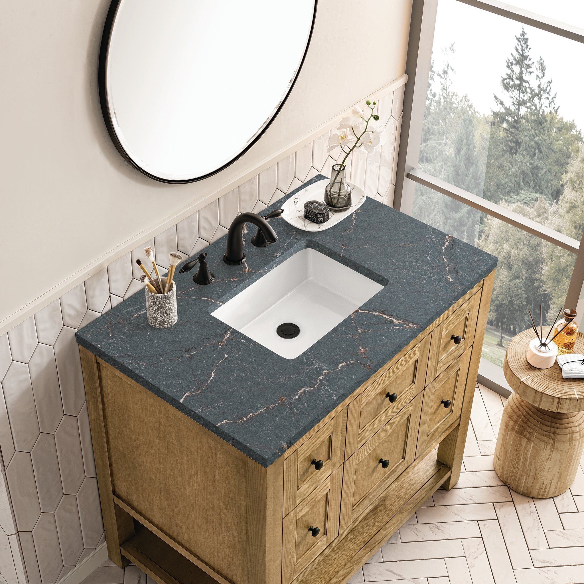 James Martin Vanities - Breckenridge 36" Single Vanity in Light Natural Oak - 330 - V36 - LNO - 3PBL - Home Luxury USA