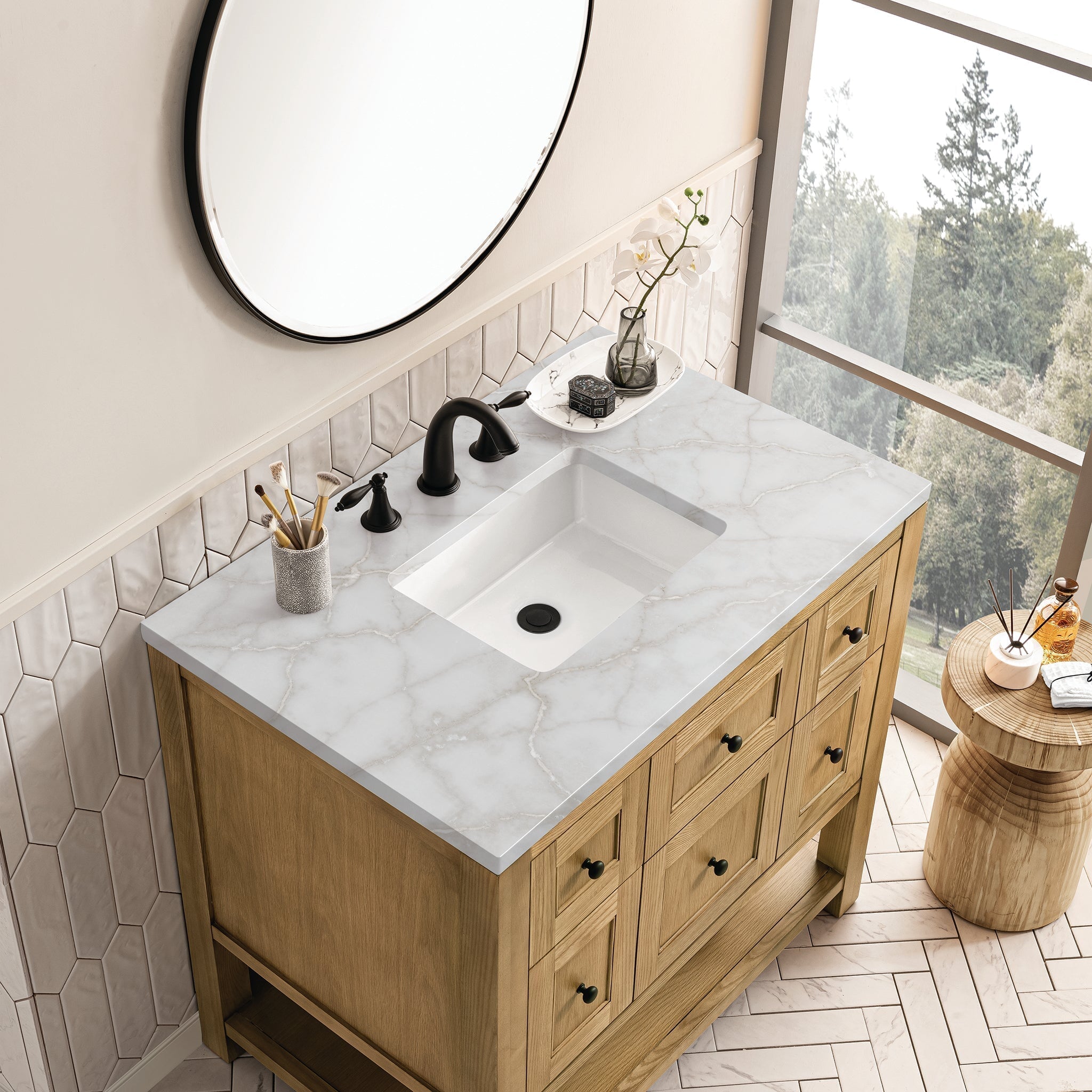 James Martin Vanities - Breckenridge 36" Single Vanity in Light Natural Oak - 330 - V36 - LNO - 3VSL - Home Luxury USA