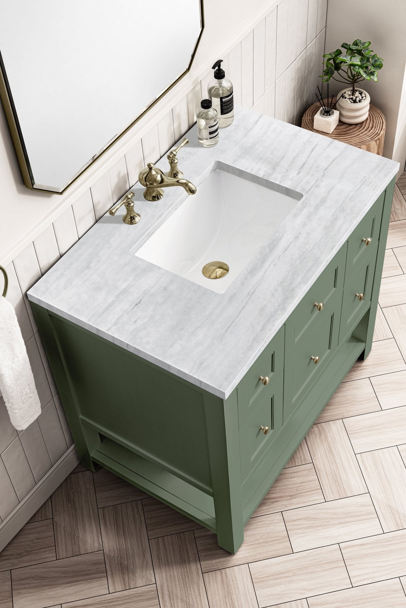 James Martin Vanities - Breckenridge 36" Single Vanity in Smokey Celadon - 330 - V36 - SC - 3AF - Home Luxury USA