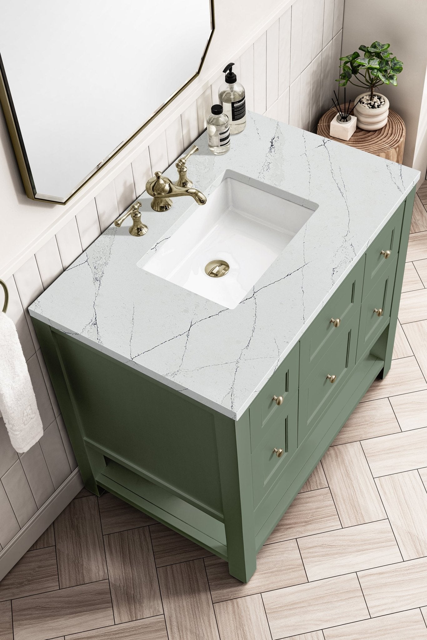 James Martin Vanities - Breckenridge 36" Single Vanity in Smokey Celadon - 330 - V36 - SC - 3ENC - Home Luxury USA