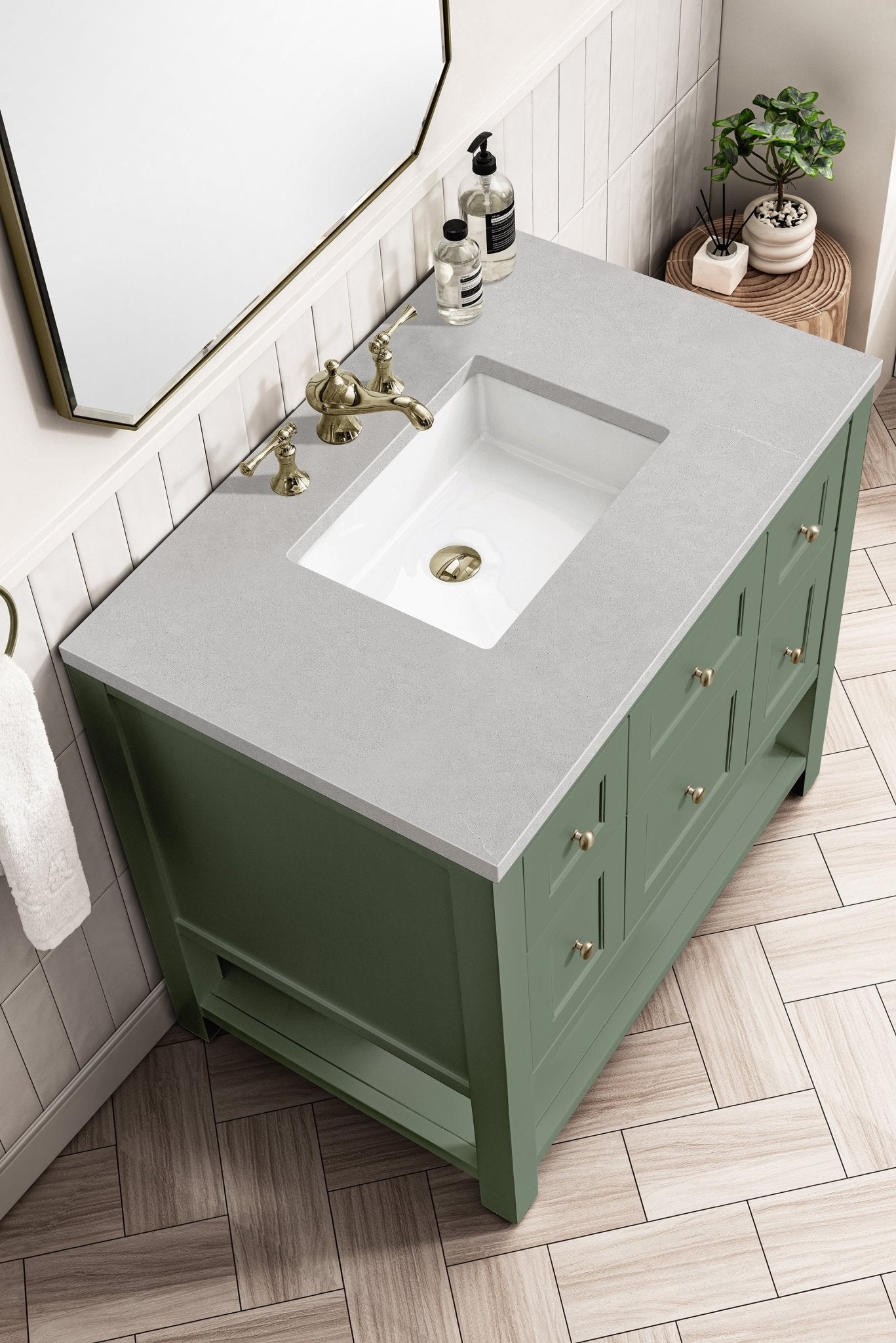 James Martin Vanities - Breckenridge 36" Single Vanity in Smokey Celadon - 330 - V36 - SC - 3ESR - Home Luxury USA