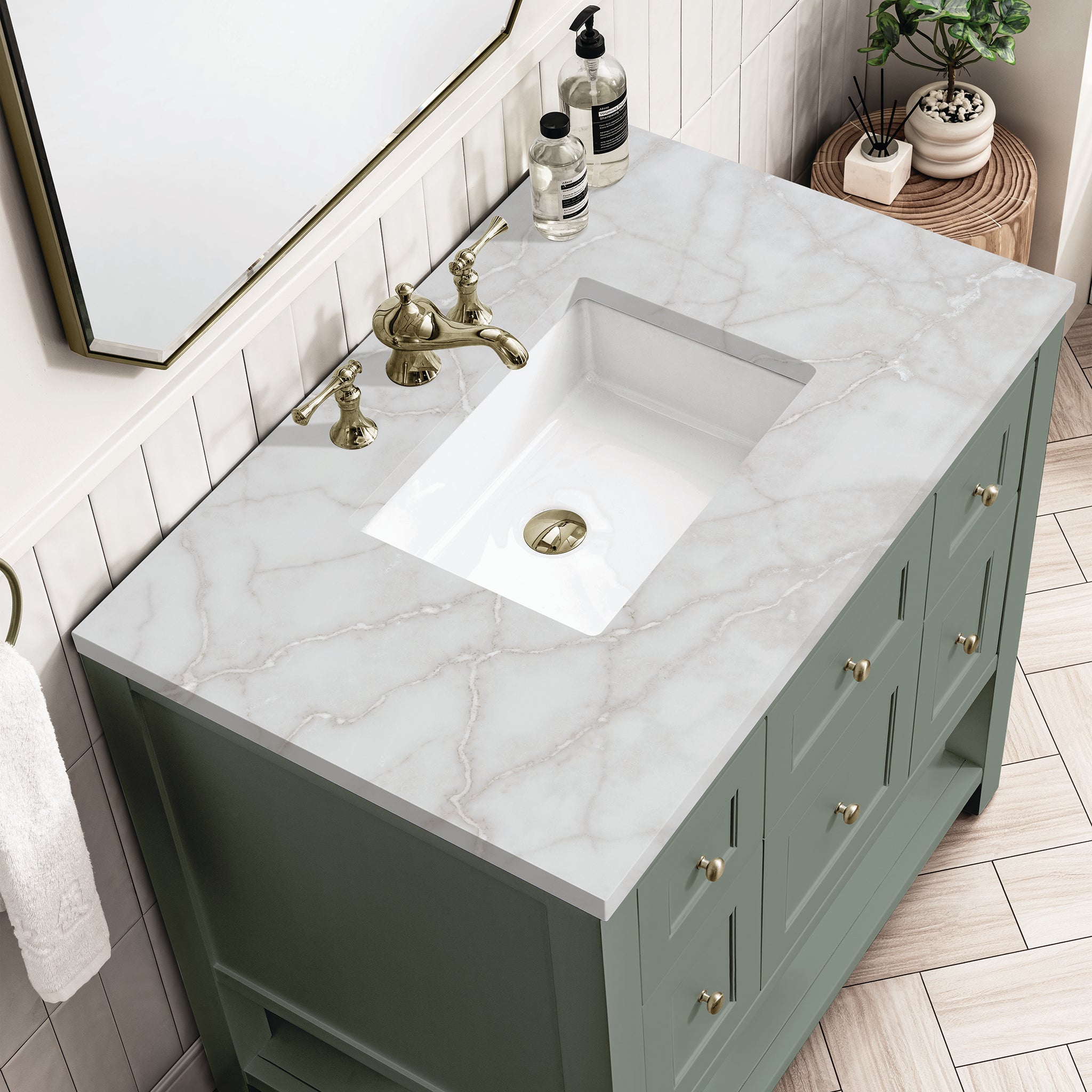 James Martin Vanities - Breckenridge 36" Single Vanity in Smokey Celadon - 330 - V36 - SC - 3VSL - Home Luxury USA