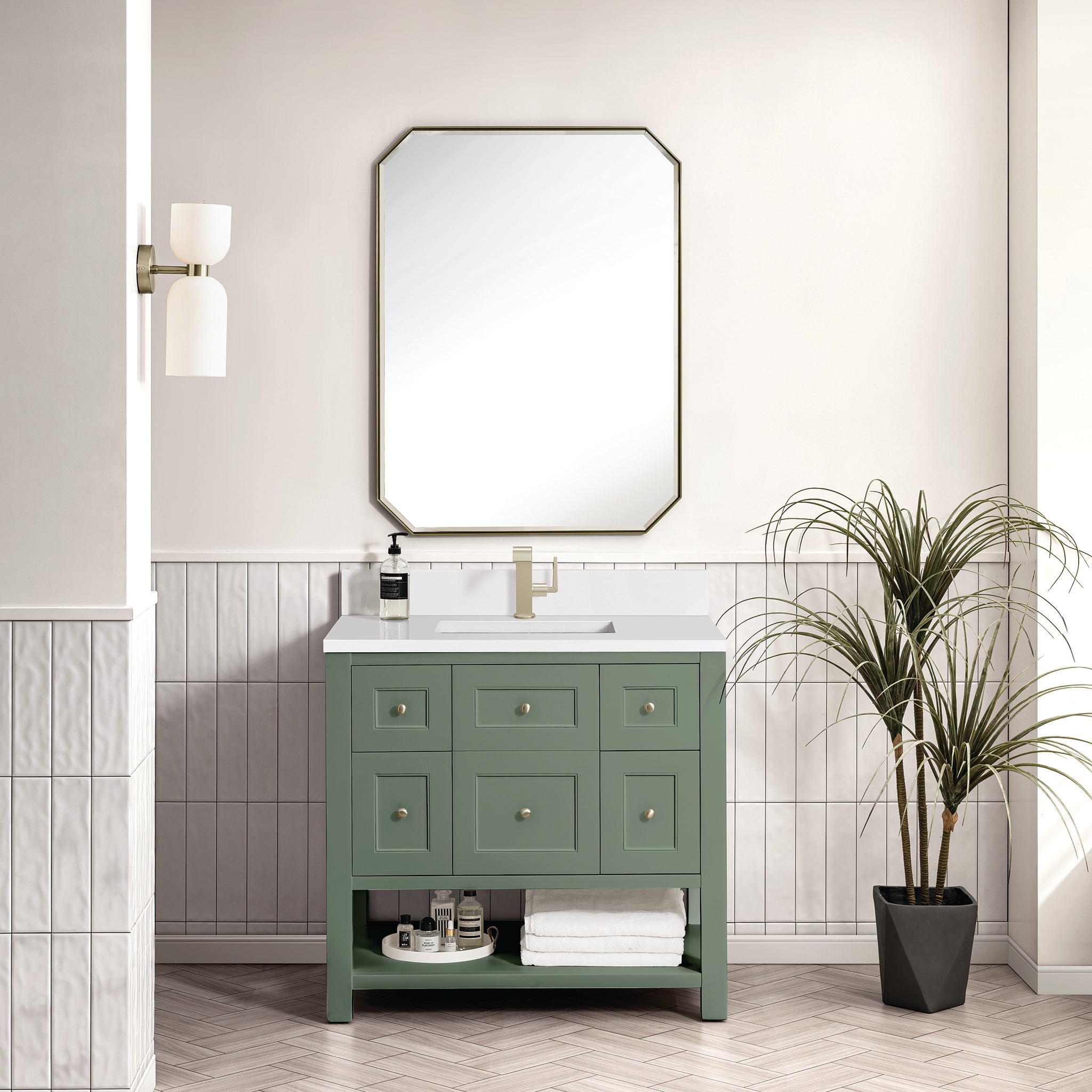 James Martin Vanities - Breckenridge 36" Single Vanity in Smokey Celadon - 330 - V48 - SC - 3VSL - Home Luxury USA