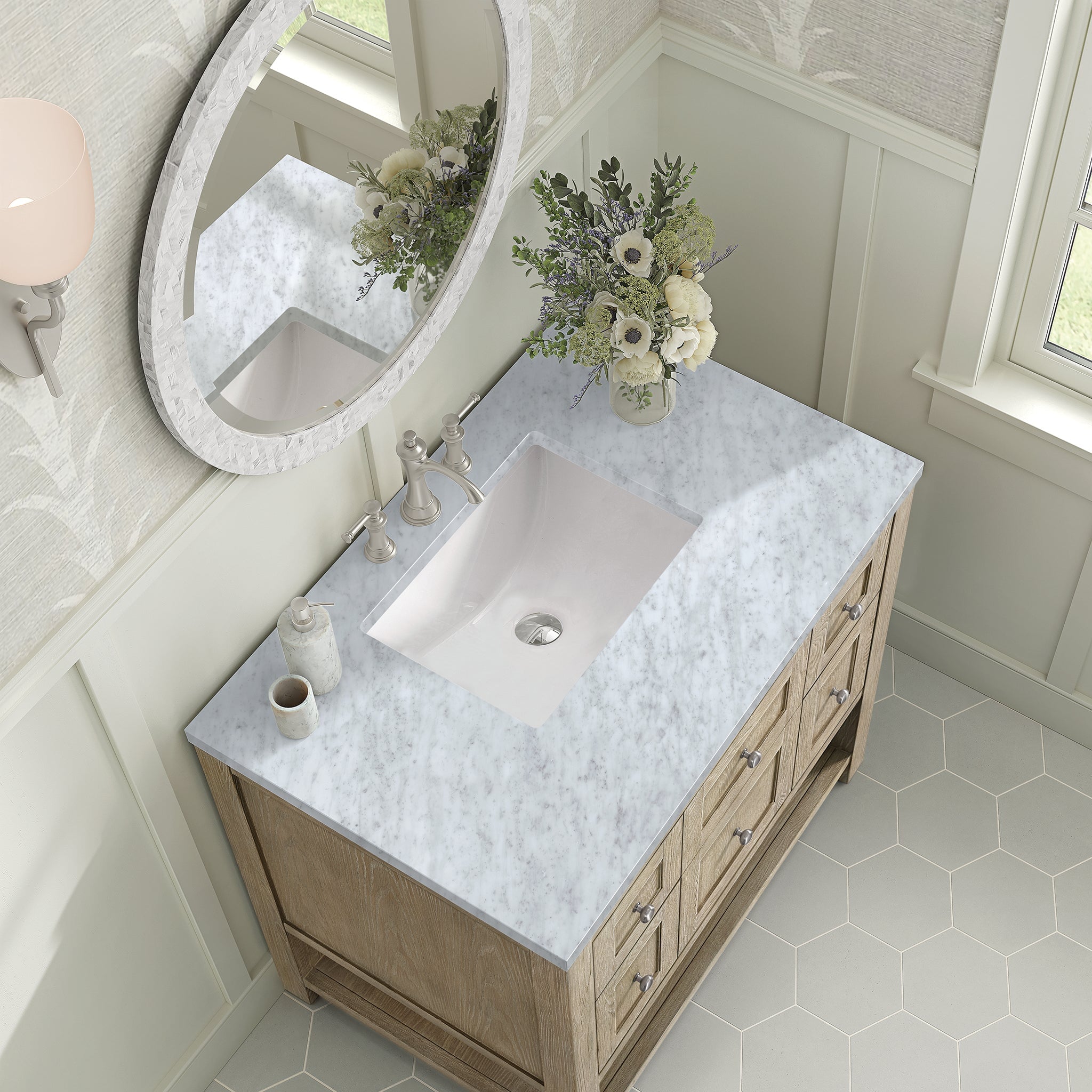 James Martin Vanities - Breckenridge 36" Single Vanity in Whitewashed Oak - 330 - V36 - WWO - 3CAR - Home Luxury USA