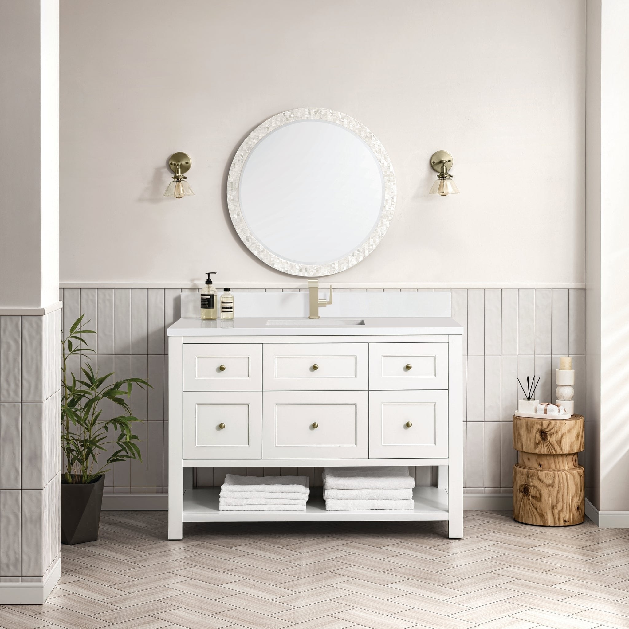 James Martin Vanities - Breckenridge 48" Single Vanity in Bright White - 330 - V48 - BW - 1WZ - Home Luxury USA