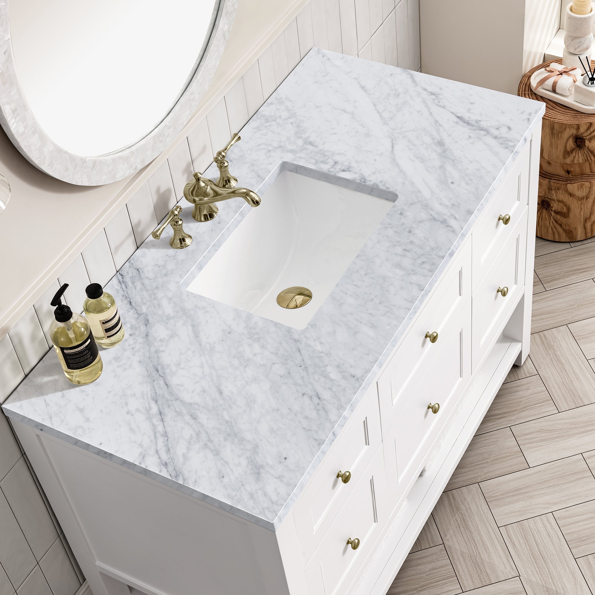 James Martin Vanities - Breckenridge 48" Single Vanity in Bright White - 330 - V48 - BW - 3CAR - Home Luxury USA