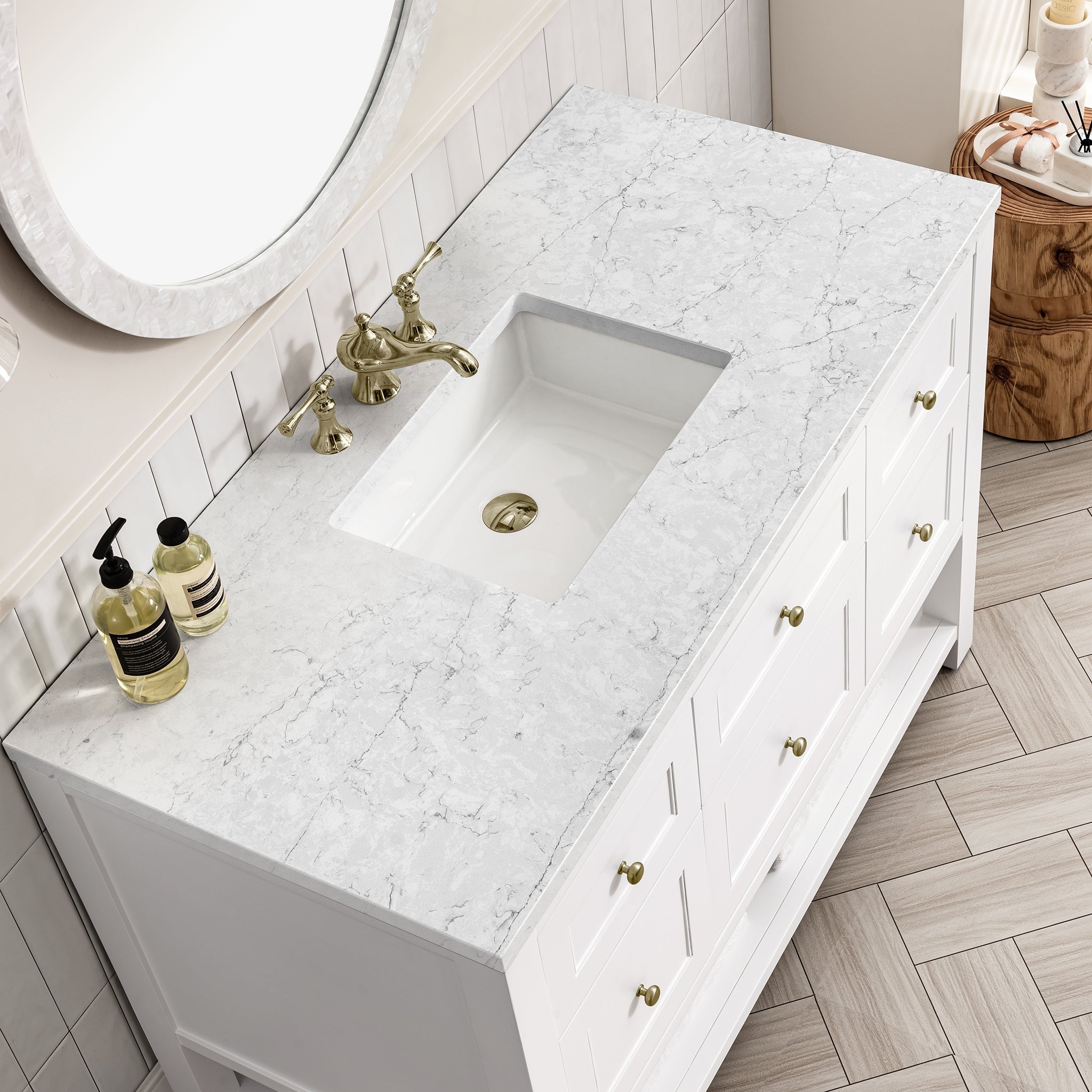 James Martin Vanities - Breckenridge 48" Single Vanity in Bright White - 330 - V48 - BW - 3EJP - Home Luxury USA