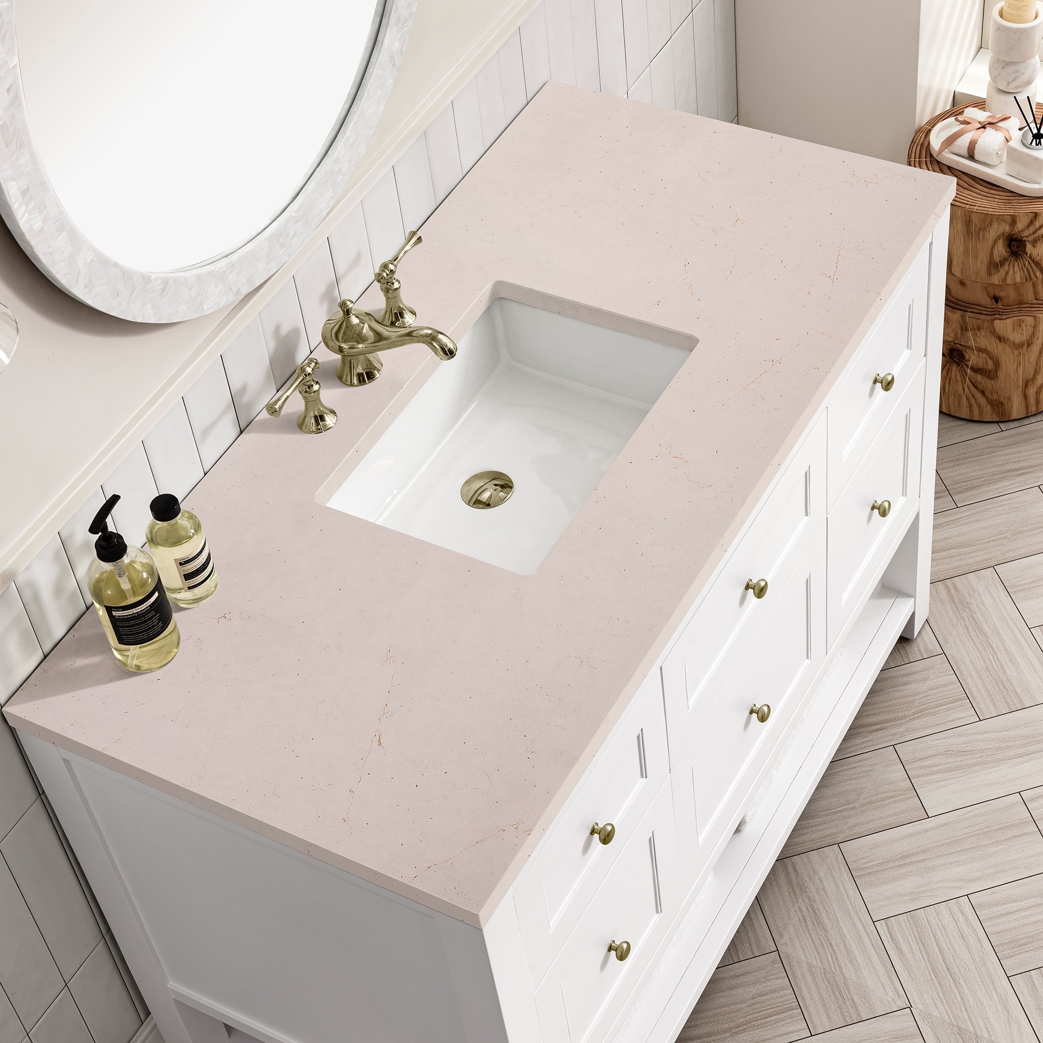 James Martin Vanities - Breckenridge 48" Single Vanity in Bright White - 330 - V48 - BW - 3EMR - Home Luxury USA