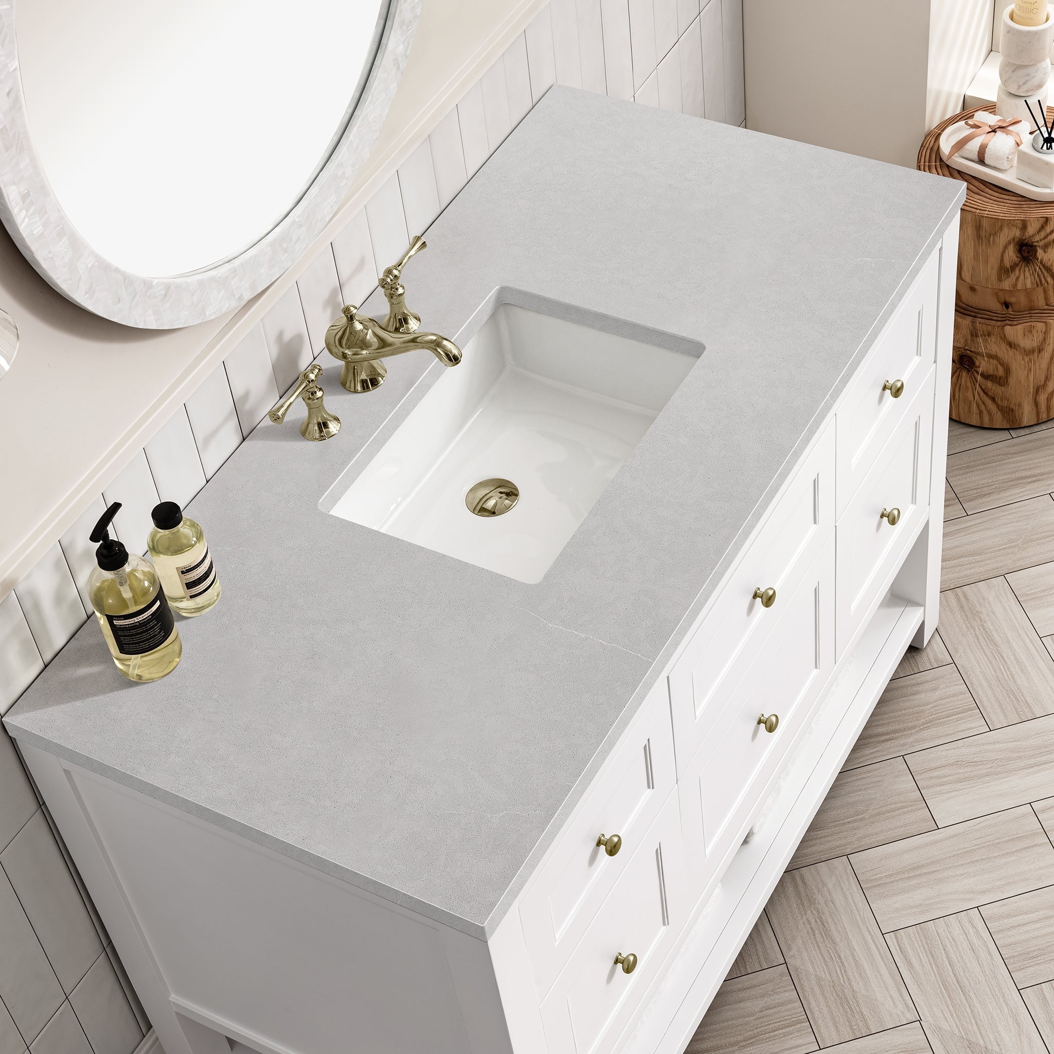 James Martin Vanities - Breckenridge 48" Single Vanity in Bright White - 330 - V48 - BW - 3ESR - Home Luxury USA