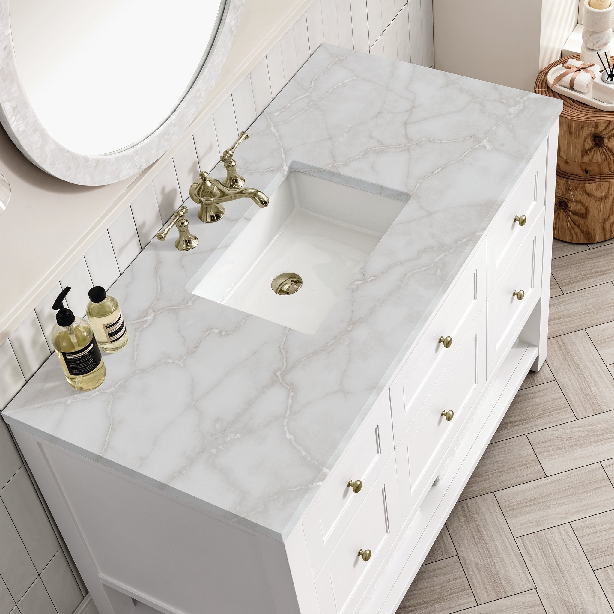 James Martin Vanities - Breckenridge 48" Single Vanity in Bright White - 330 - V48 - BW - 3VSL - Home Luxury USA