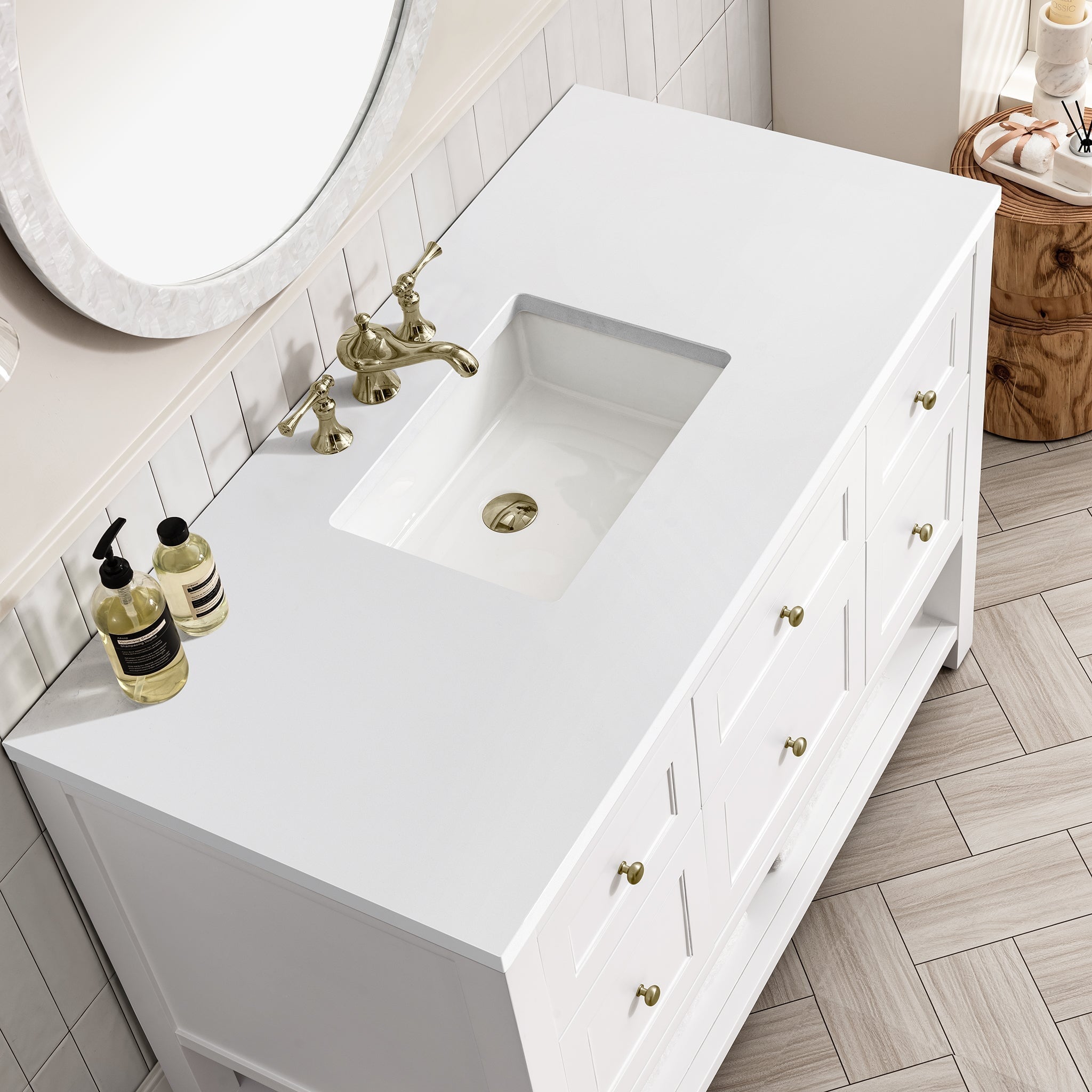 James Martin Vanities - Breckenridge 48" Single Vanity in Bright White - 330 - V48 - BW - 3WZ - Home Luxury USA