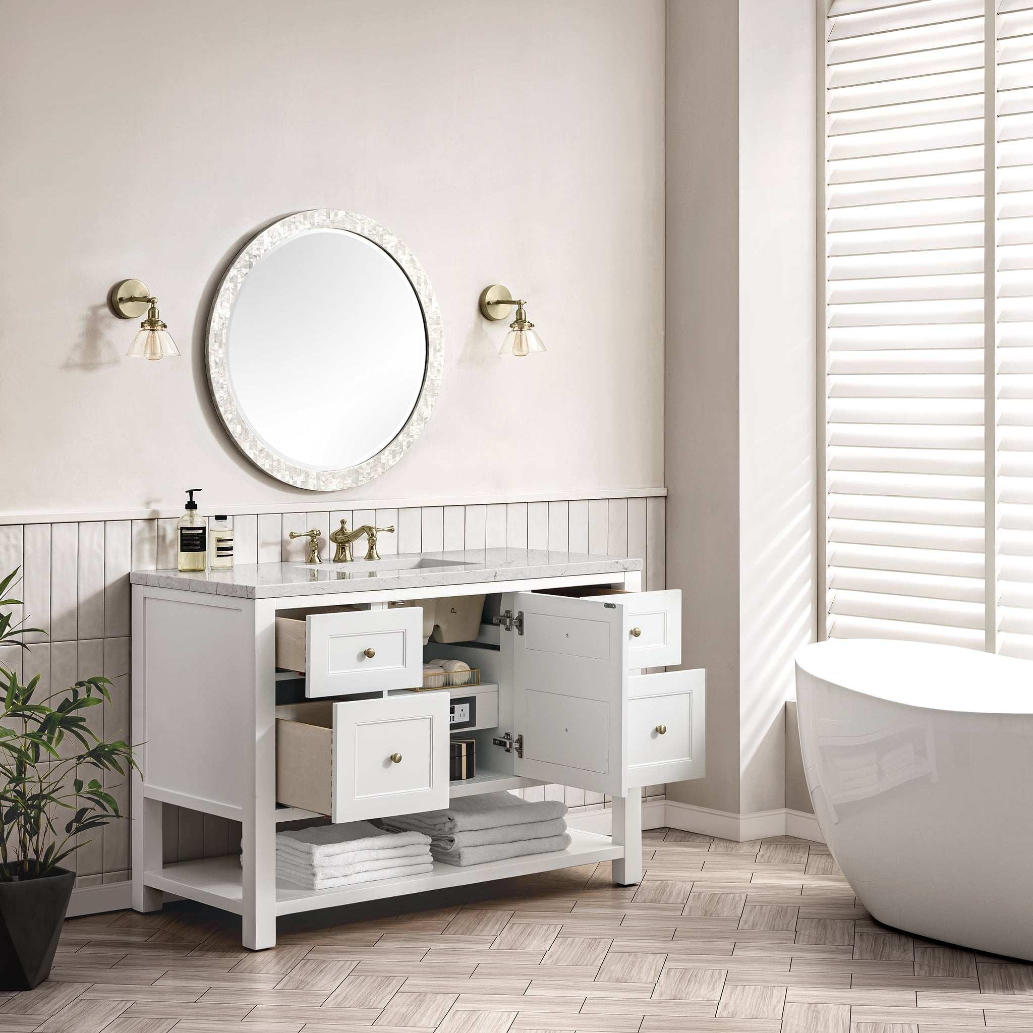 James Martin Vanities - Breckenridge 48" Single Vanity in Bright White - 330 - V48 - BW - Home Luxury USA