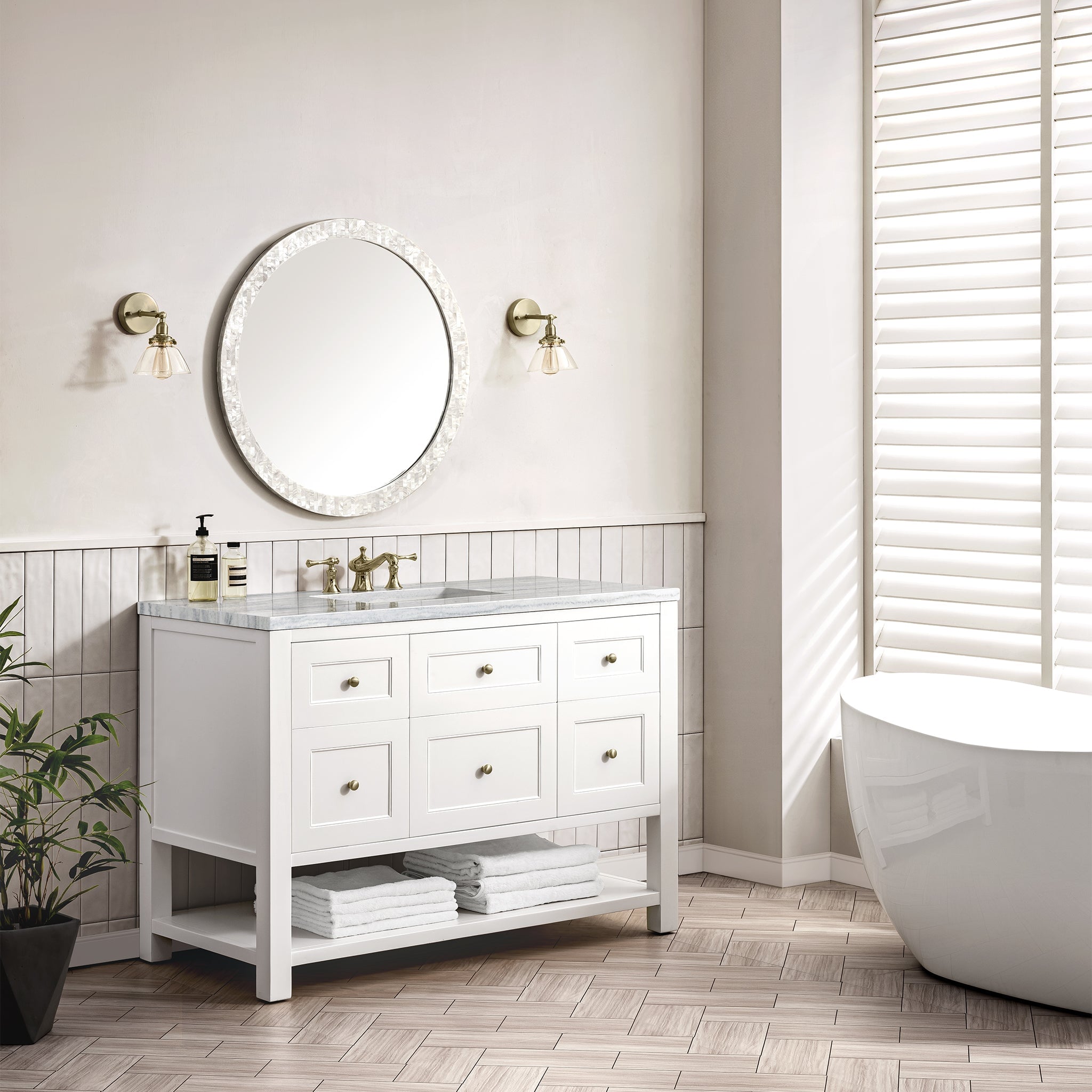 James Martin Vanities - Breckenridge 48" Single Vanity in Bright White - 330 - V48 - BW - Home Luxury USA