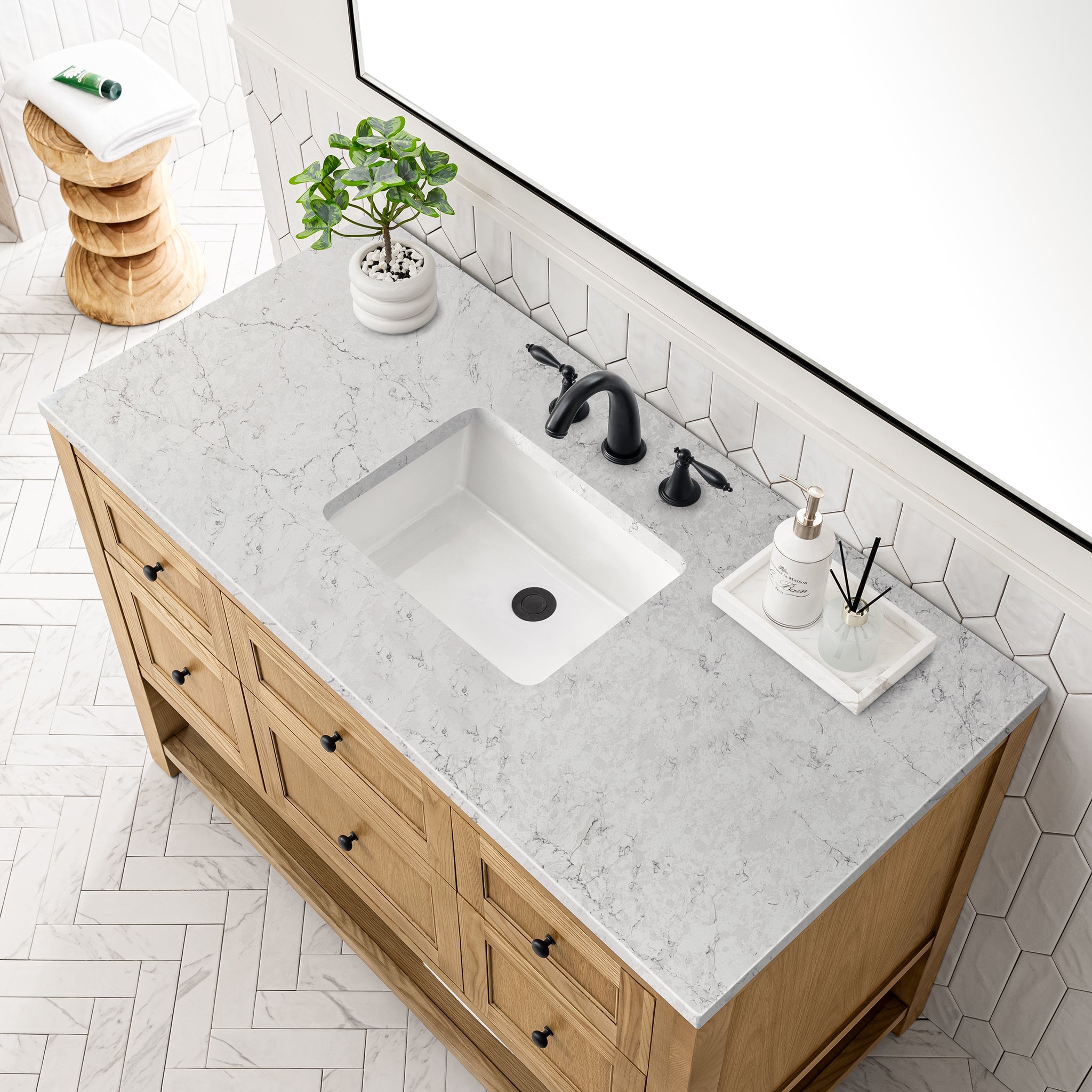 James Martin Vanities - Breckenridge 48" Single Vanity in Light Natural Oak - 330 - V48 - LNO - 3EJP - Home Luxury USA