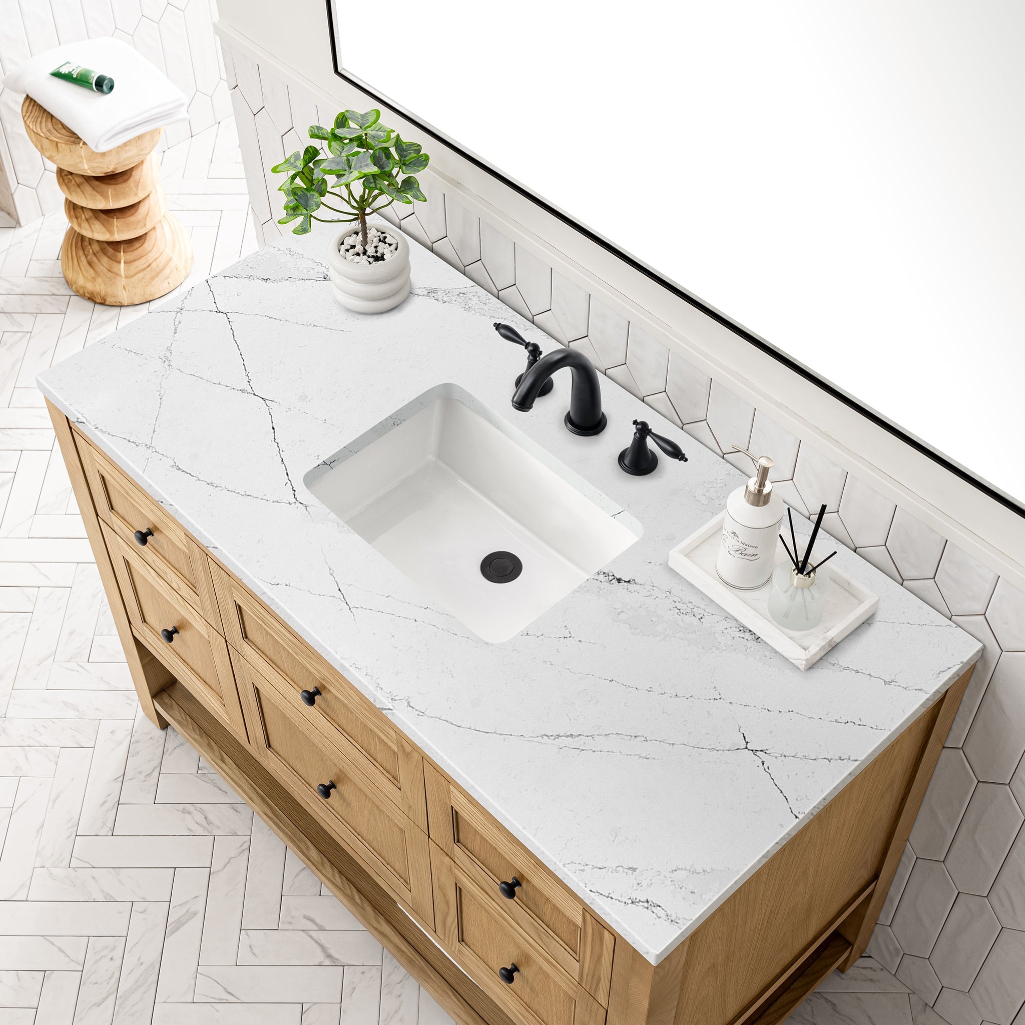 James Martin Vanities - Breckenridge 48" Single Vanity in Light Natural Oak - 330 - V48 - LNO - 3EJP - Home Luxury USA