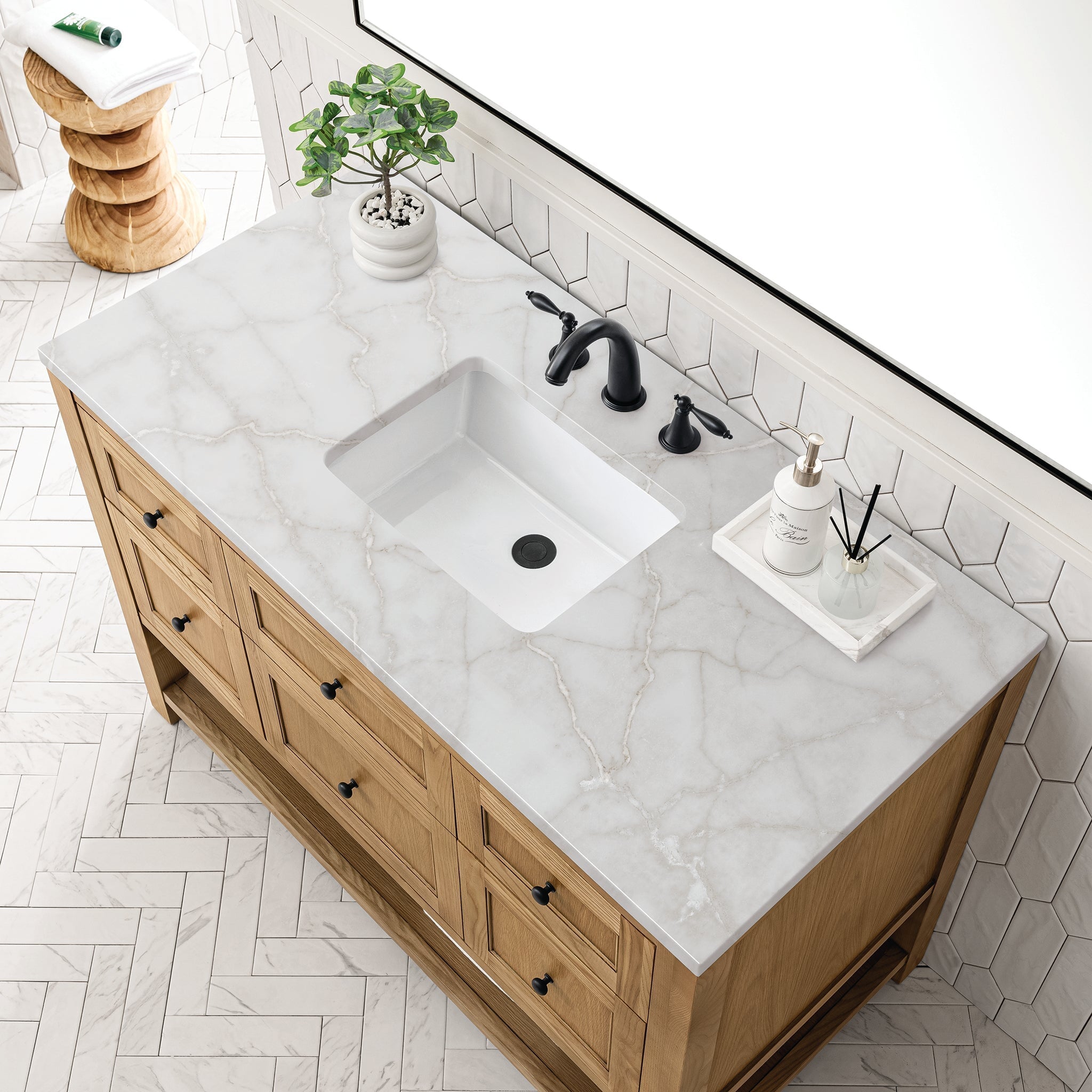 James Martin Vanities - Breckenridge 48" Single Vanity in Light Natural Oak - 330 - V48 - LNO - 3VSL - Home Luxury USA