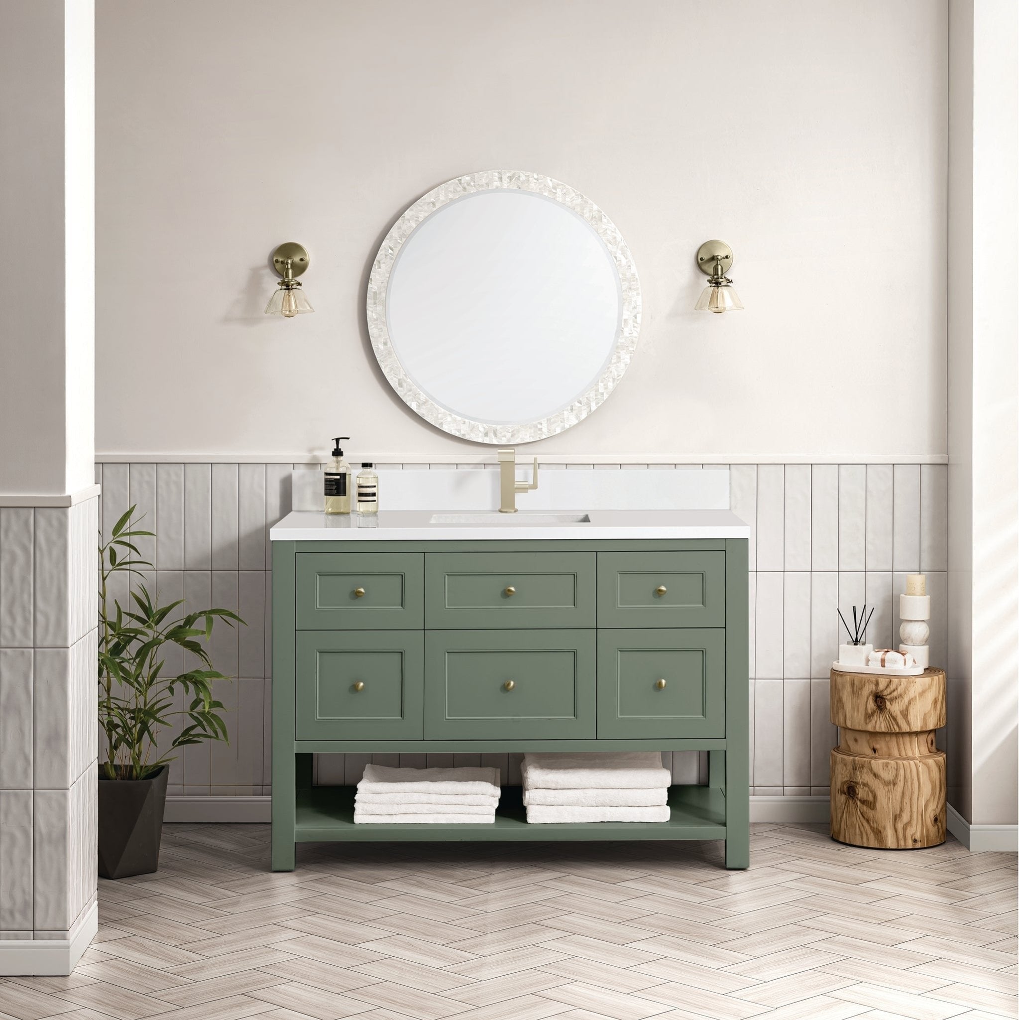 James Martin Vanities - Breckenridge 48" Single Vanity in Smokey Celadon - 330 - V48 - SC - 1WZ - Home Luxury USA