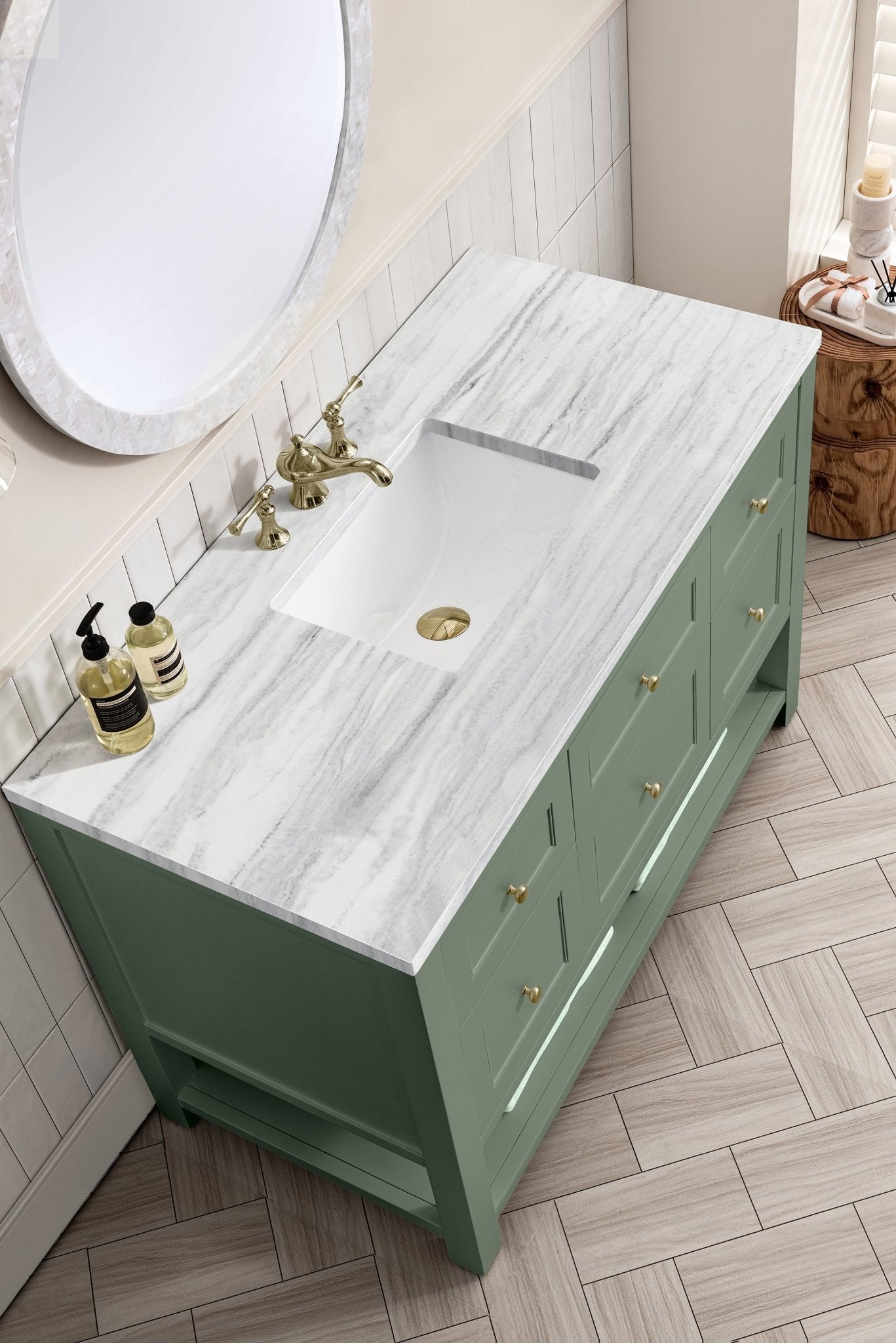 James Martin Vanities - Breckenridge 48" Single Vanity in Smokey Celadon - 330 - V48 - SC - 3AF - Home Luxury USA