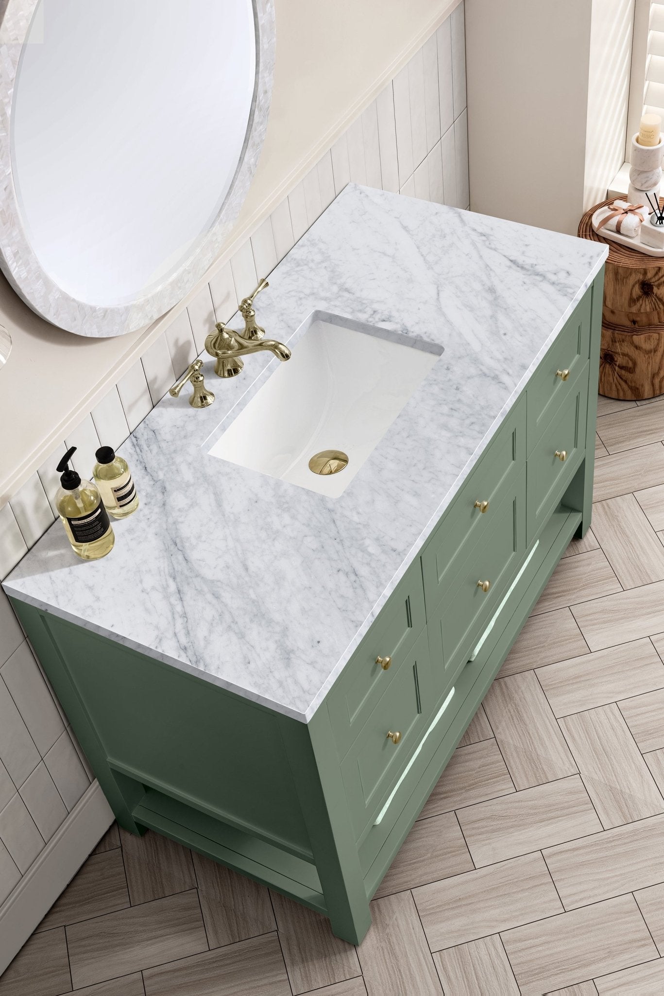 James Martin Vanities - Breckenridge 48" Single Vanity in Smokey Celadon - 330 - V48 - SC - 3CAR - Home Luxury USA