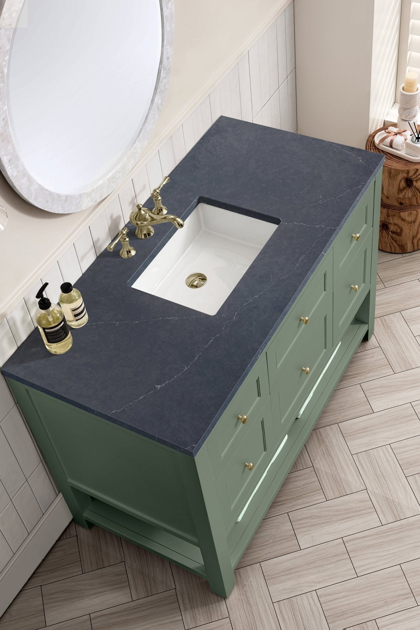 James Martin Vanities - Breckenridge 48" Single Vanity in Smokey Celadon - 330 - V48 - SC - 3CSP - Home Luxury USA