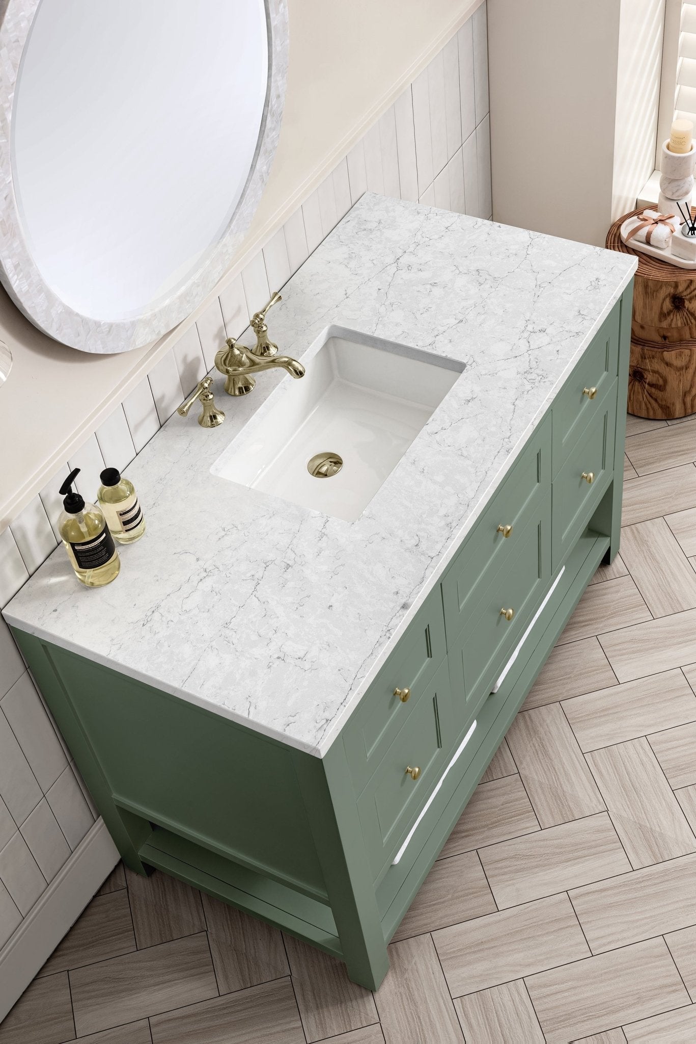 James Martin Vanities - Breckenridge 48" Single Vanity in Smokey Celadon - 330 - V48 - SC - 3EJP - Home Luxury USA