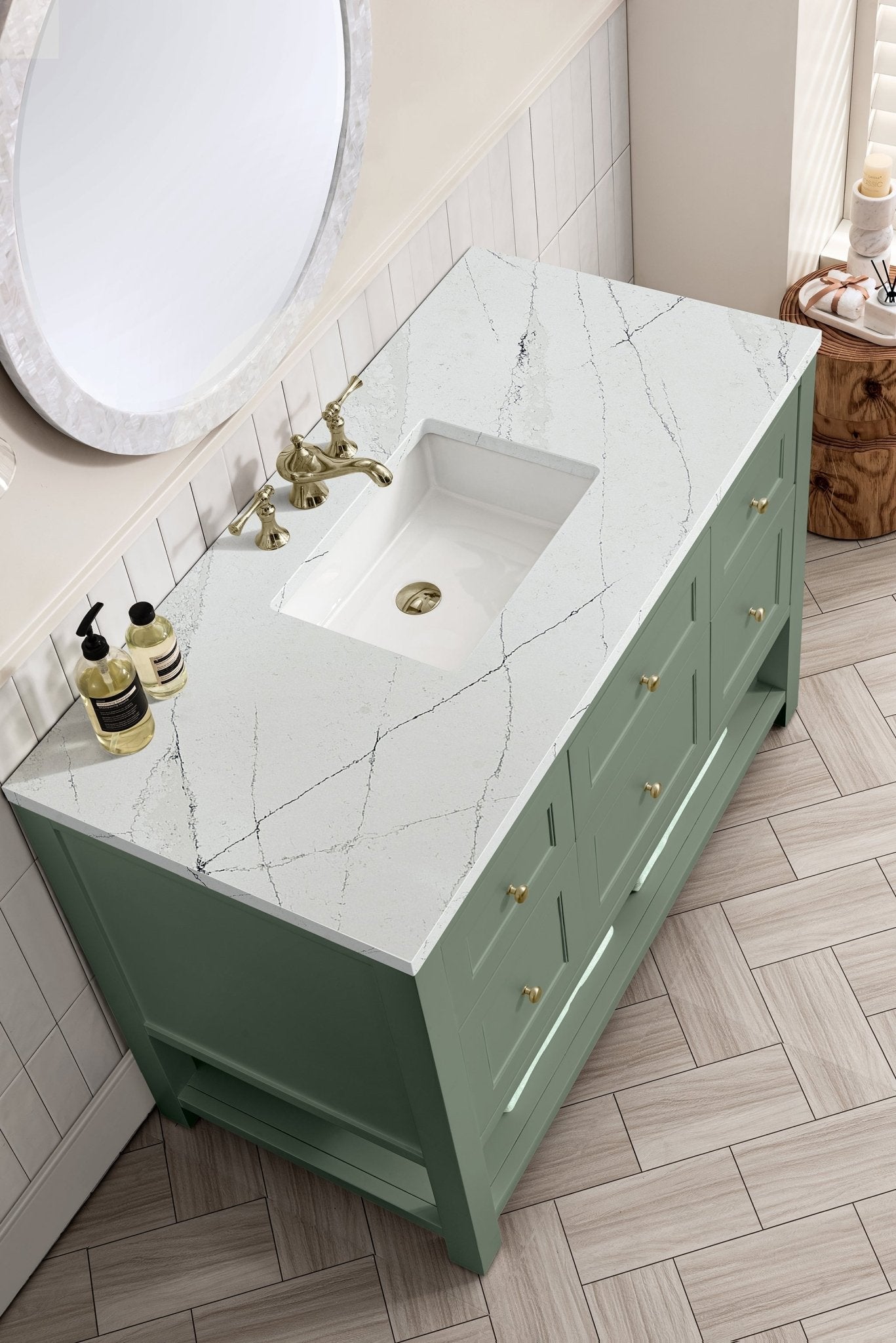 James Martin Vanities - Breckenridge 48" Single Vanity in Smokey Celadon - 330 - V48 - SC - 3ENC - Home Luxury USA