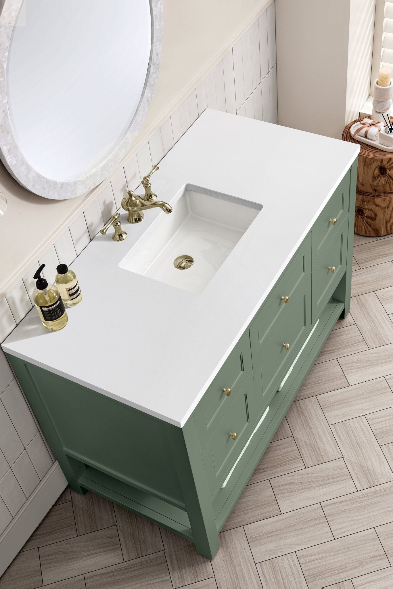 James Martin Vanities - Breckenridge 48" Single Vanity in Smokey Celadon - 330 - V48 - SC - 3WZ - Home Luxury USA