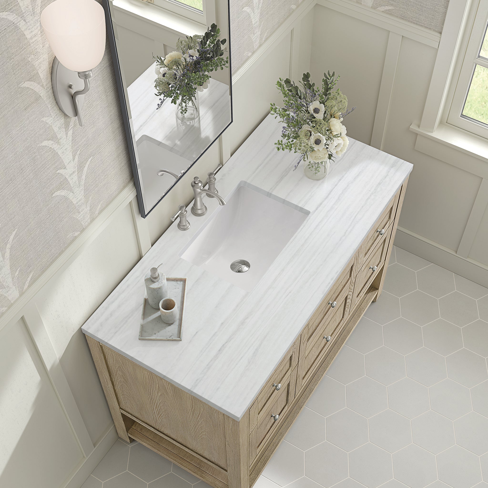 James Martin Vanities - Breckenridge 48" Single Vanity in Whitewashed Oak - 330 - V48 - WWO - 3AF - Home Luxury USA