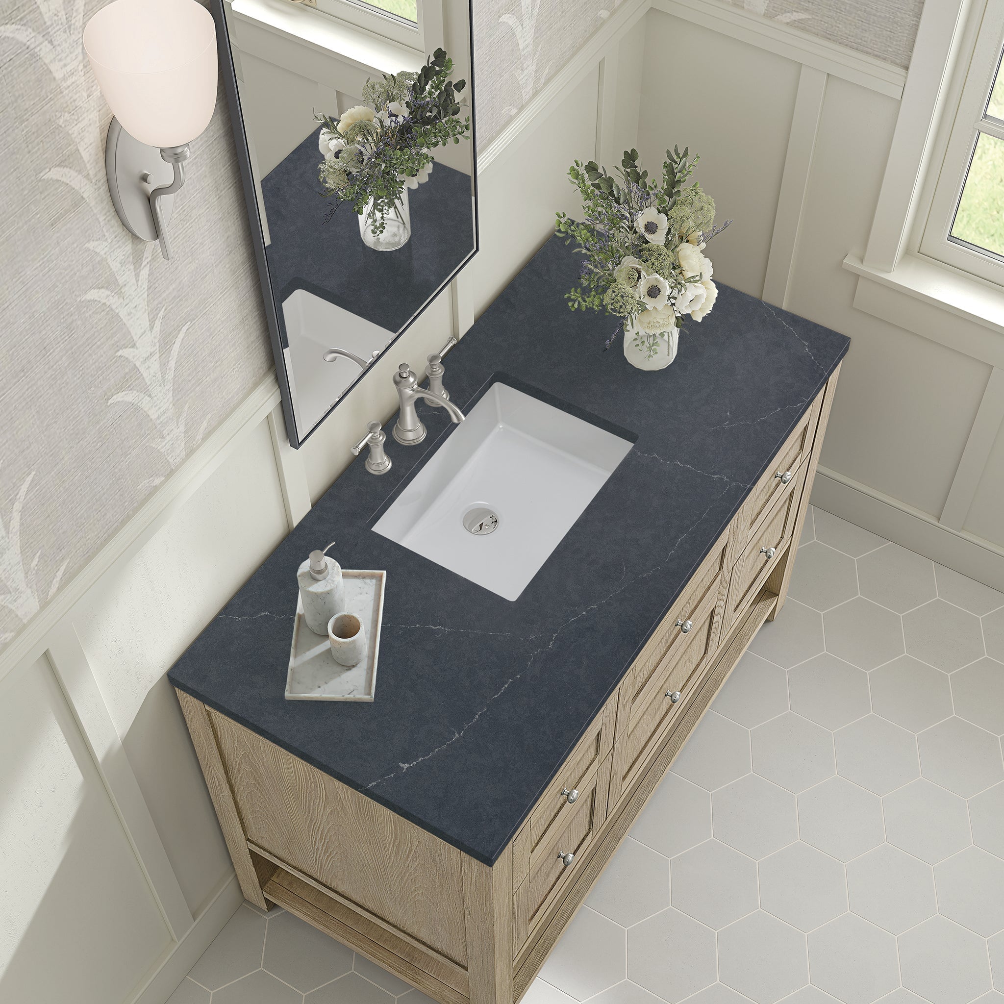 James Martin Vanities - Breckenridge 48" Single Vanity in Whitewashed Oak - 330 - V48 - WWO - 3AF - Home Luxury USA