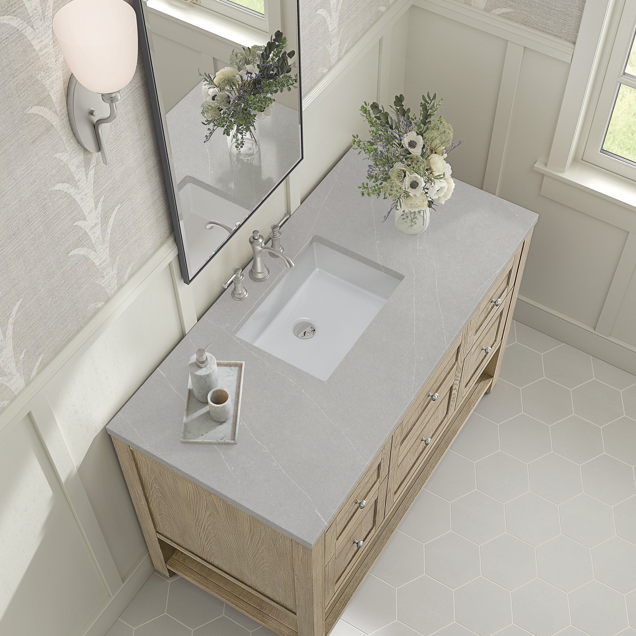 James Martin Vanities - Breckenridge 48" Single Vanity in Whitewashed Oak - 330 - V48 - WWO - 3ESR - Home Luxury USA