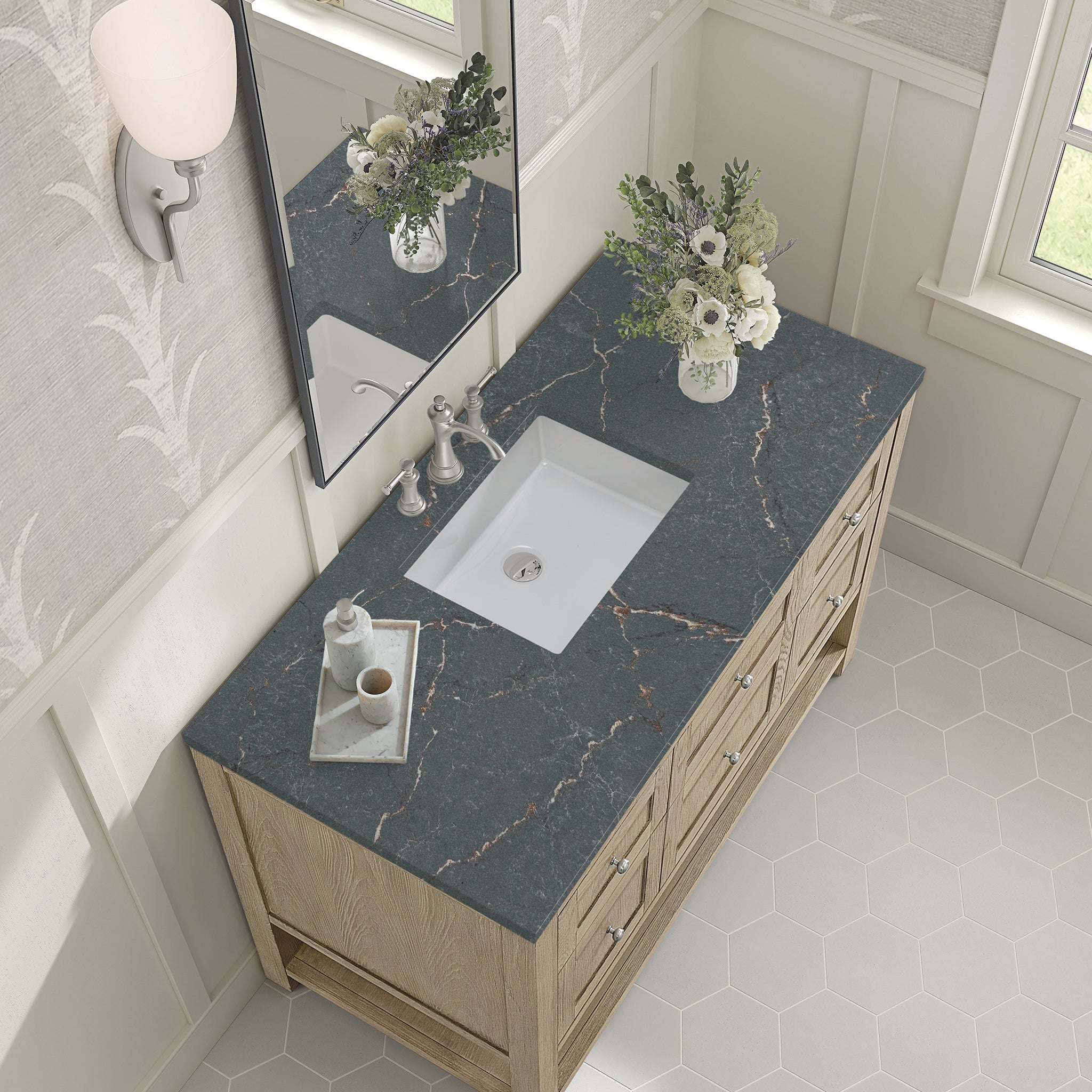 James Martin Vanities - Breckenridge 48" Single Vanity in Whitewashed Oak - 330 - V48 - WWO - 3PBL - Home Luxury USA