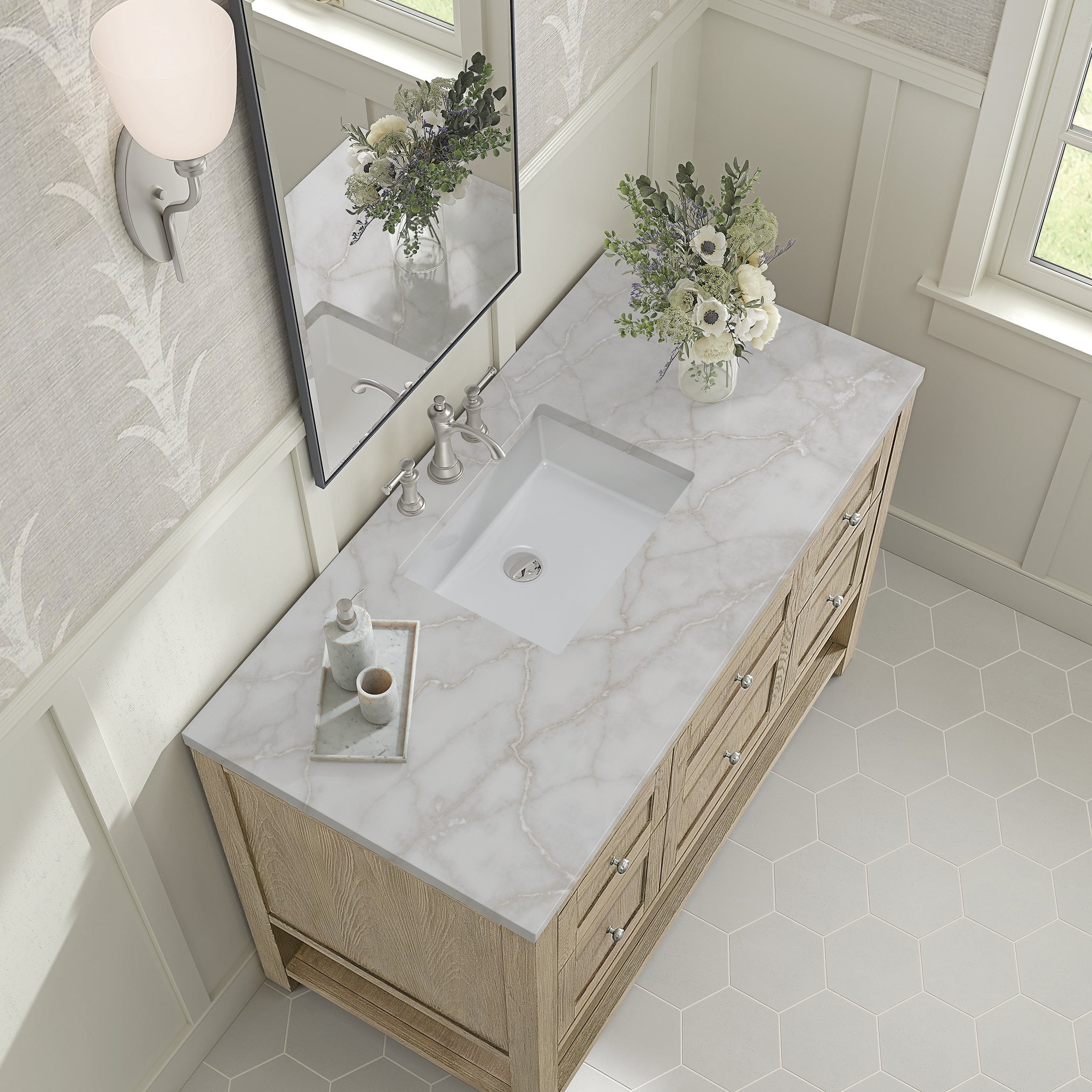 James Martin Vanities - Breckenridge 48" Single Vanity in Whitewashed Oak - 330 - V48 - WWO - 3VSL - Home Luxury USA