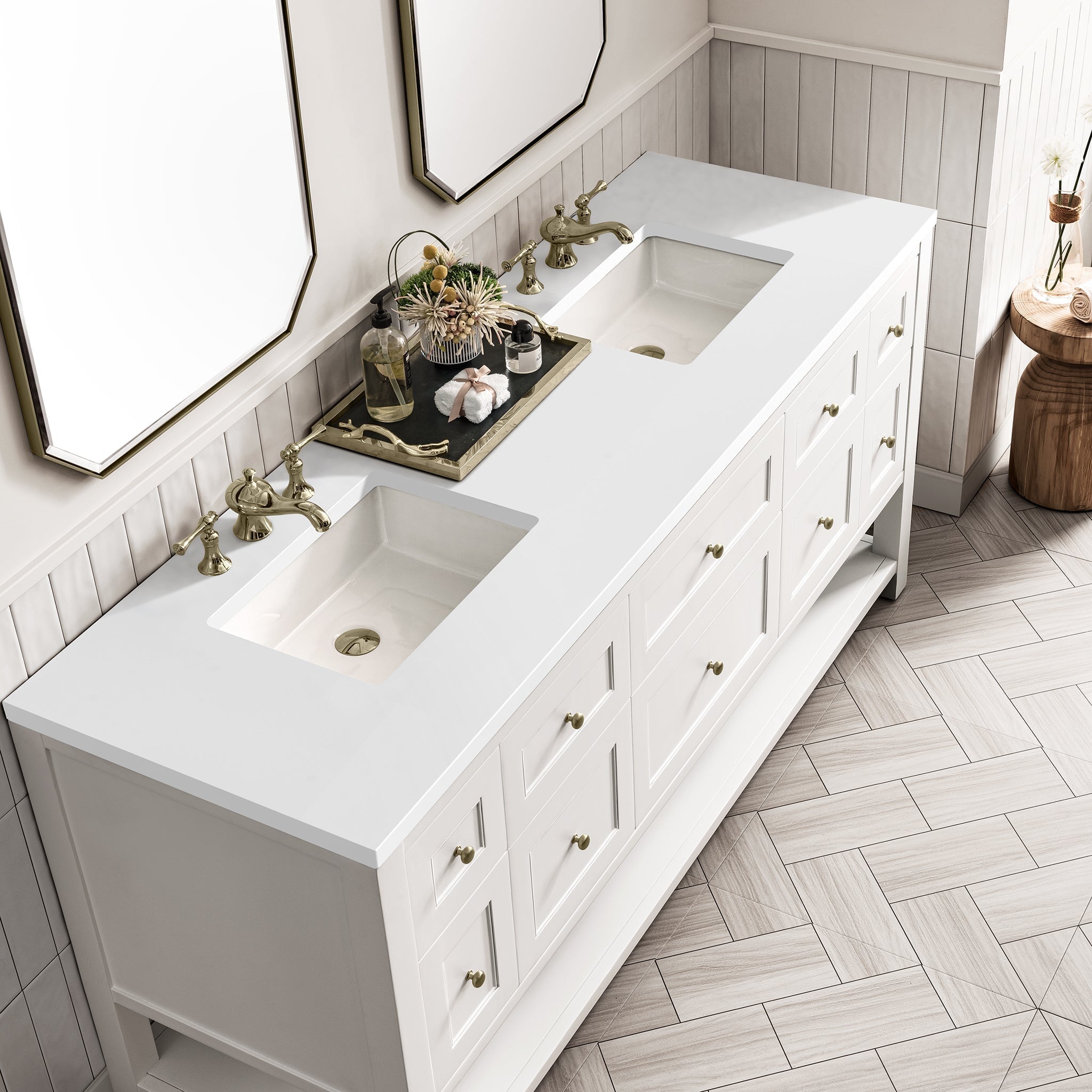 James Martin Vanities - Breckenridge 72" Double Vanity in Bright White - 330 - V72 - BW - 3WZ - Home Luxury USA