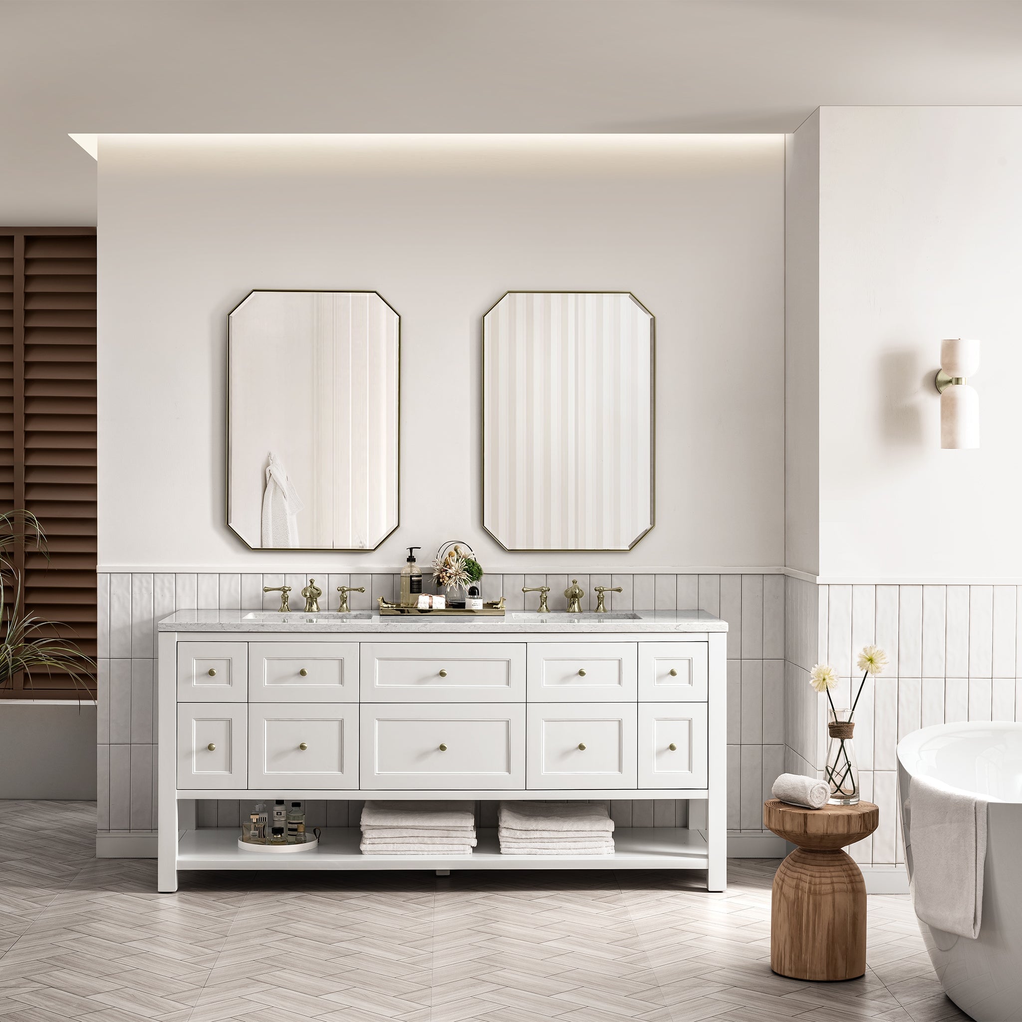 James Martin Vanities - Breckenridge 72" Double Vanity in Bright White - 330 - V72 - BW - Home Luxury USA