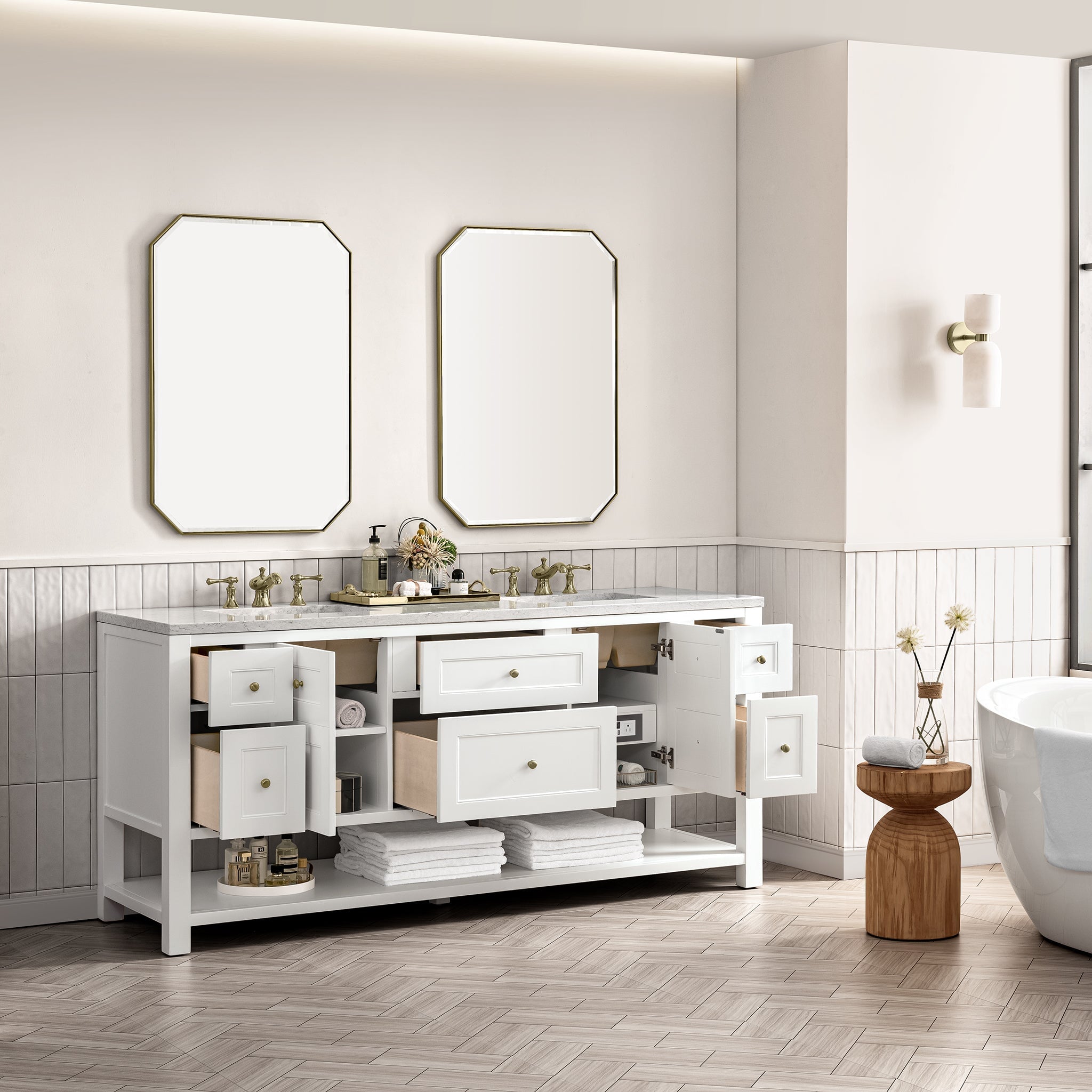 James Martin Vanities - Breckenridge 72" Double Vanity in Bright White - 330 - V72 - BW - Home Luxury USA