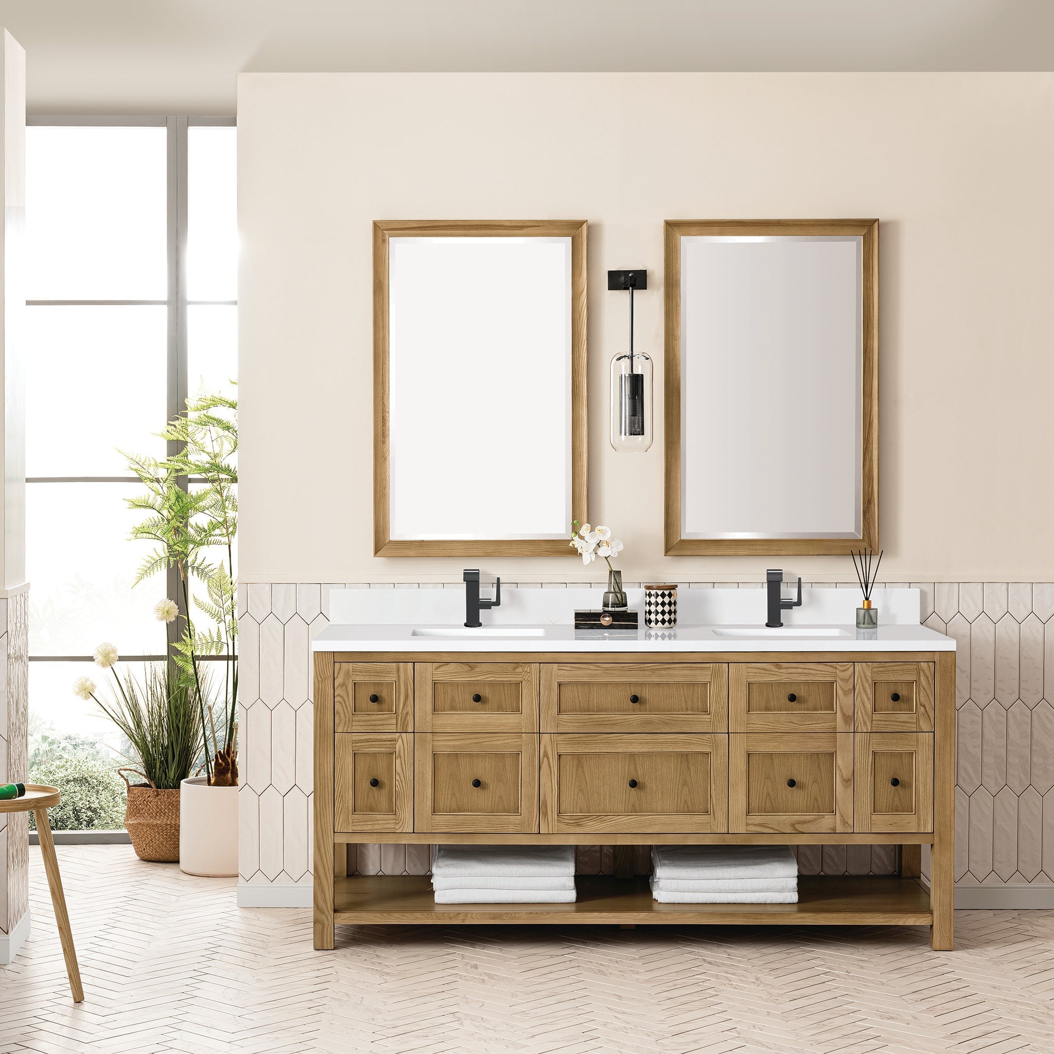 James Martin Vanities - Breckenridge 72" Double Vanity in Light Natural Oak - 330 - V72 - LNO - 1WZ - Home Luxury USA