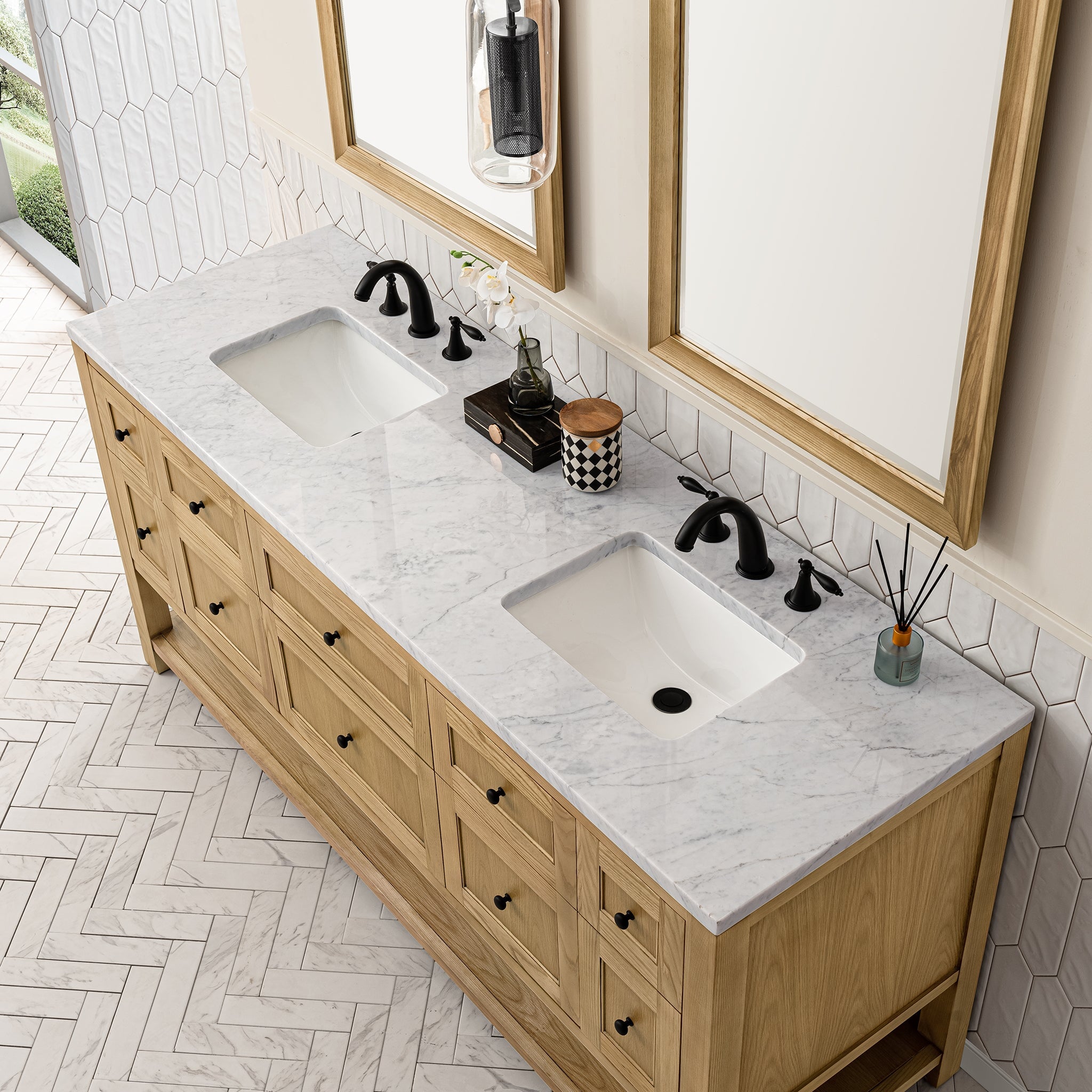 James Martin Vanities - Breckenridge 72" Double Vanity in Light Natural Oak - 330 - V72 - LNO - 3CAR - Home Luxury USA