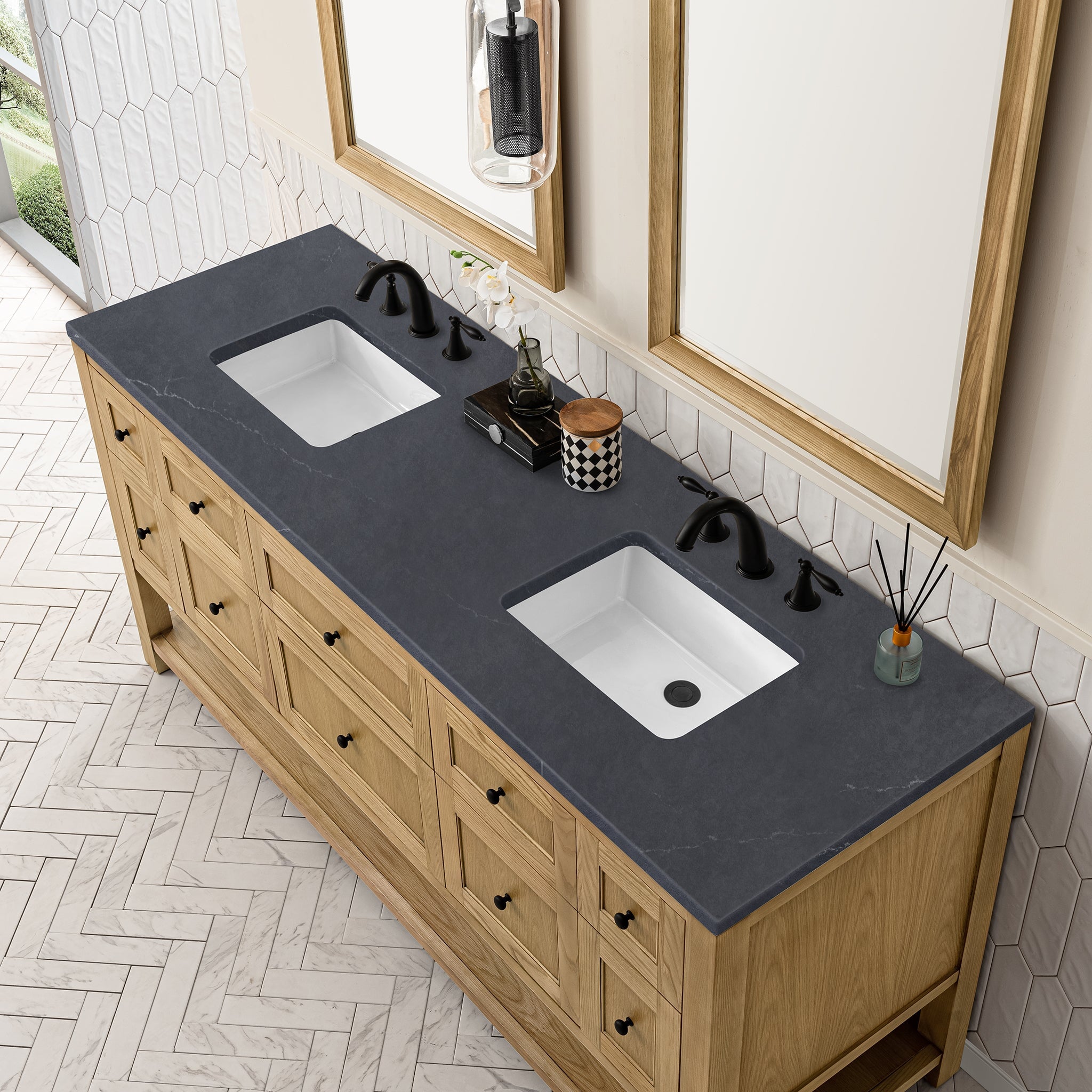 James Martin Vanities - Breckenridge 72" Double Vanity in Light Natural Oak - 330 - V72 - LNO - 3CSP - Home Luxury USA