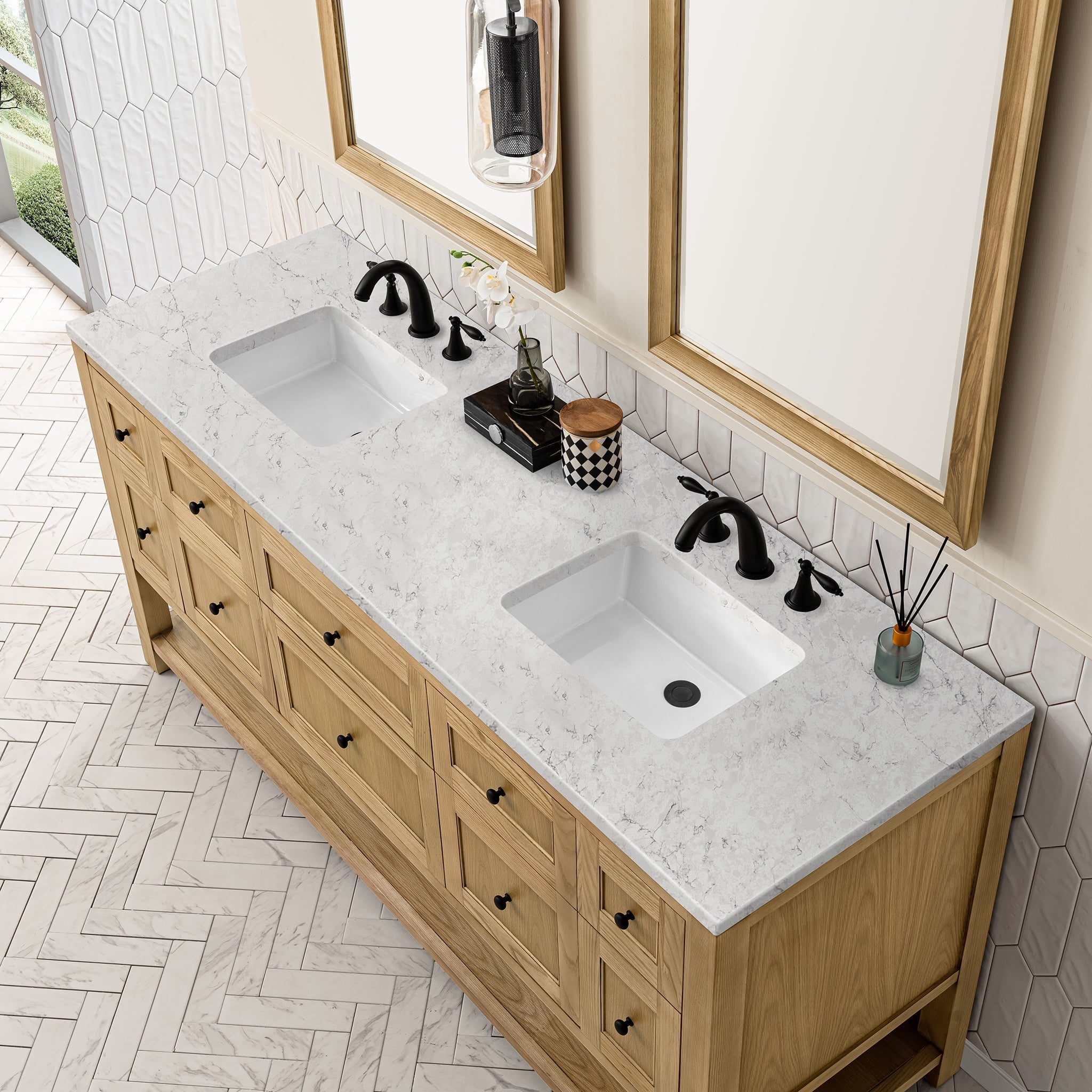 James Martin Vanities - Breckenridge 72" Double Vanity in Light Natural Oak - 330 - V72 - LNO - 3EJP - Home Luxury USA