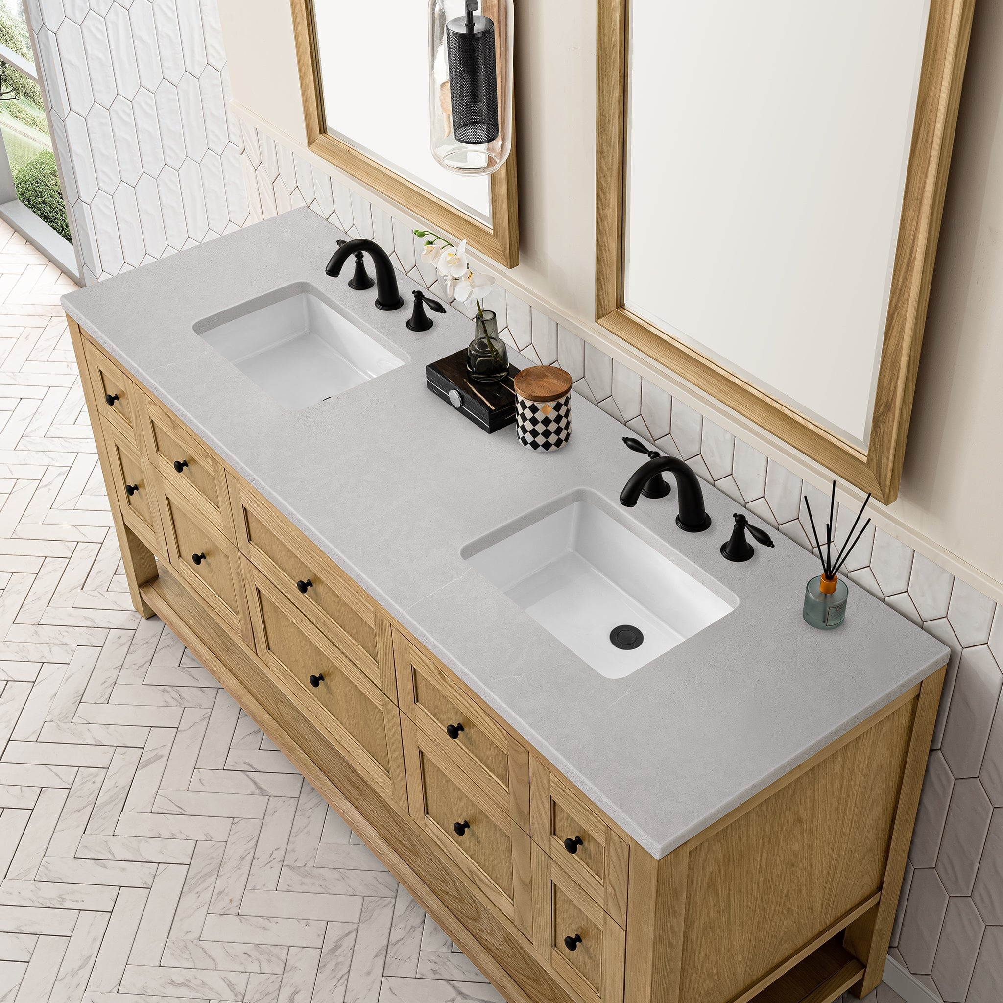 James Martin Vanities - Breckenridge 72" Double Vanity in Light Natural Oak - 330 - V72 - LNO - 3ESR - Home Luxury USA