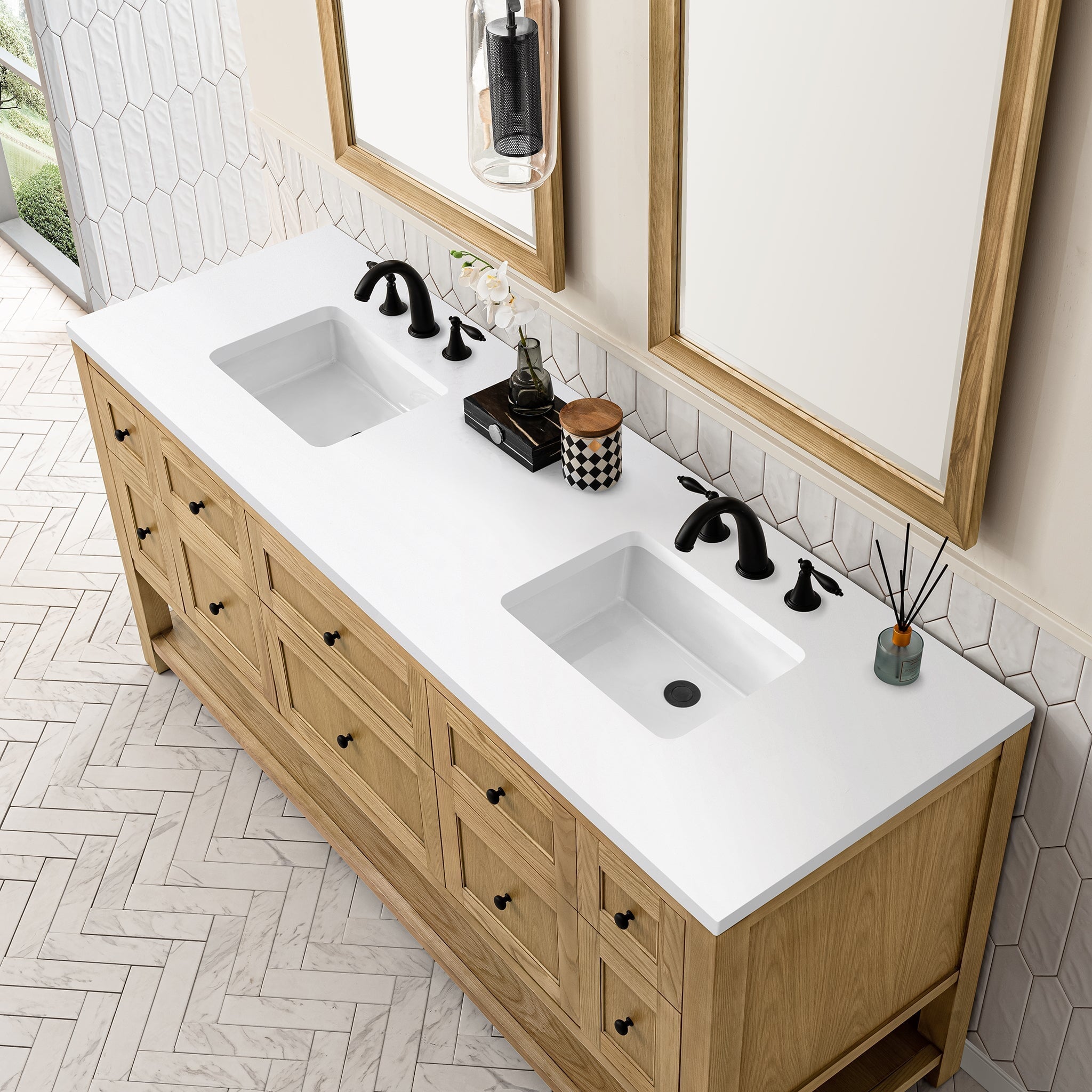 James Martin Vanities - Breckenridge 72" Double Vanity in Light Natural Oak - 330 - V72 - LNO - 3WZ - Home Luxury USA