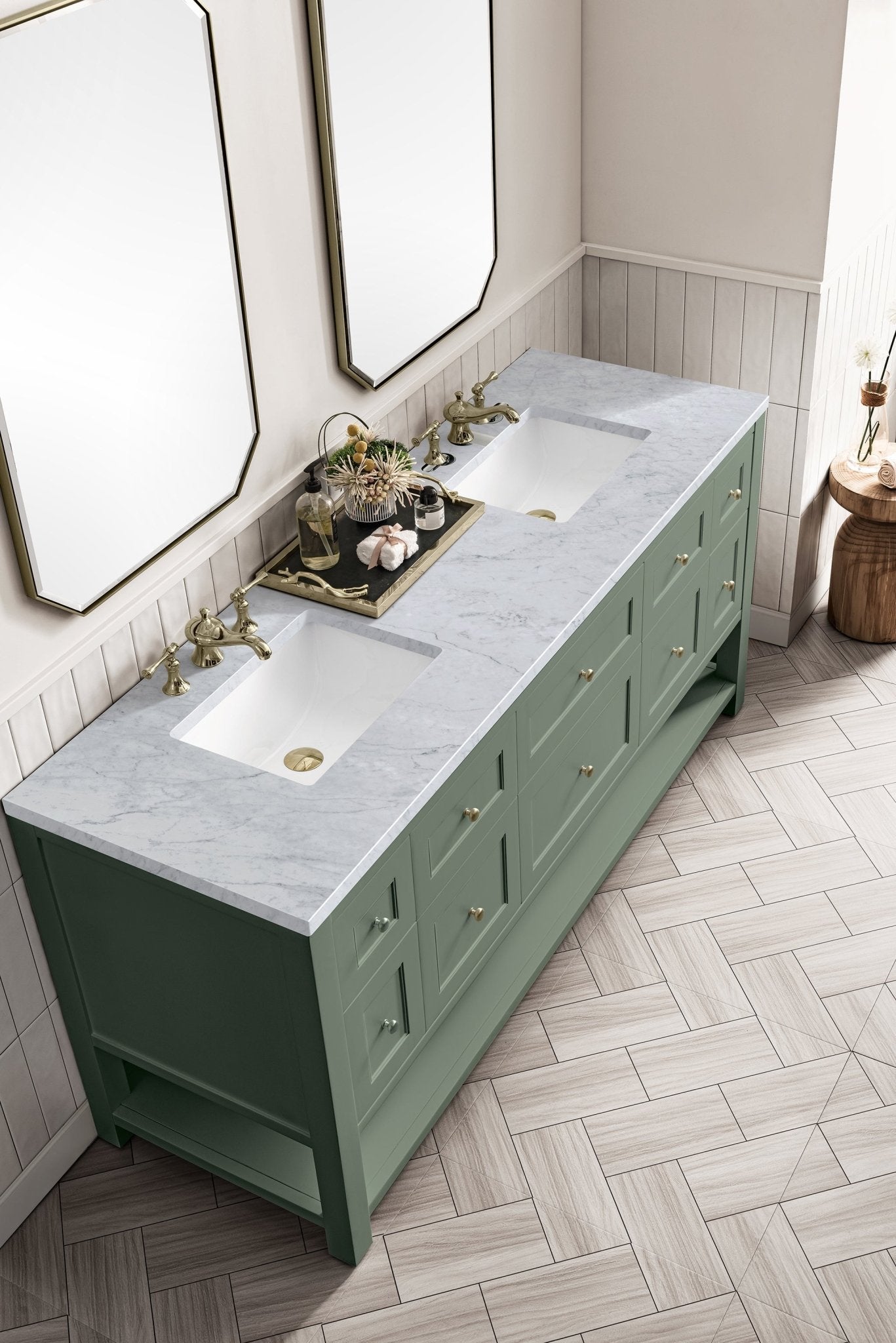 James Martin Vanities - Breckenridge 72" Double Vanity in Smokey Celadon - 330 - V72 - SC - 3CAR - Home Luxury USA