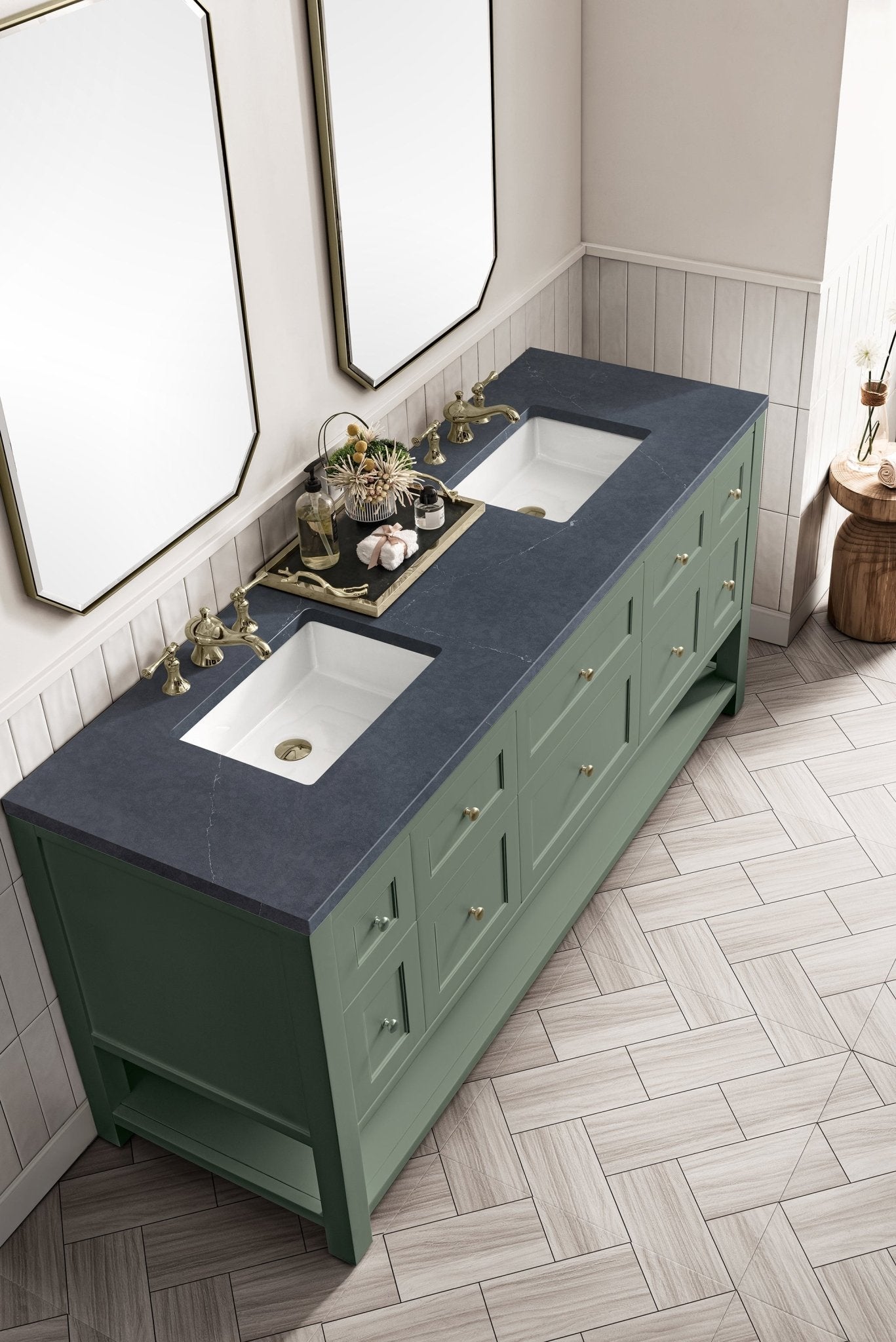 James Martin Vanities - Breckenridge 72" Double Vanity in Smokey Celadon - 330 - V72 - SC - 3CSP - Home Luxury USA