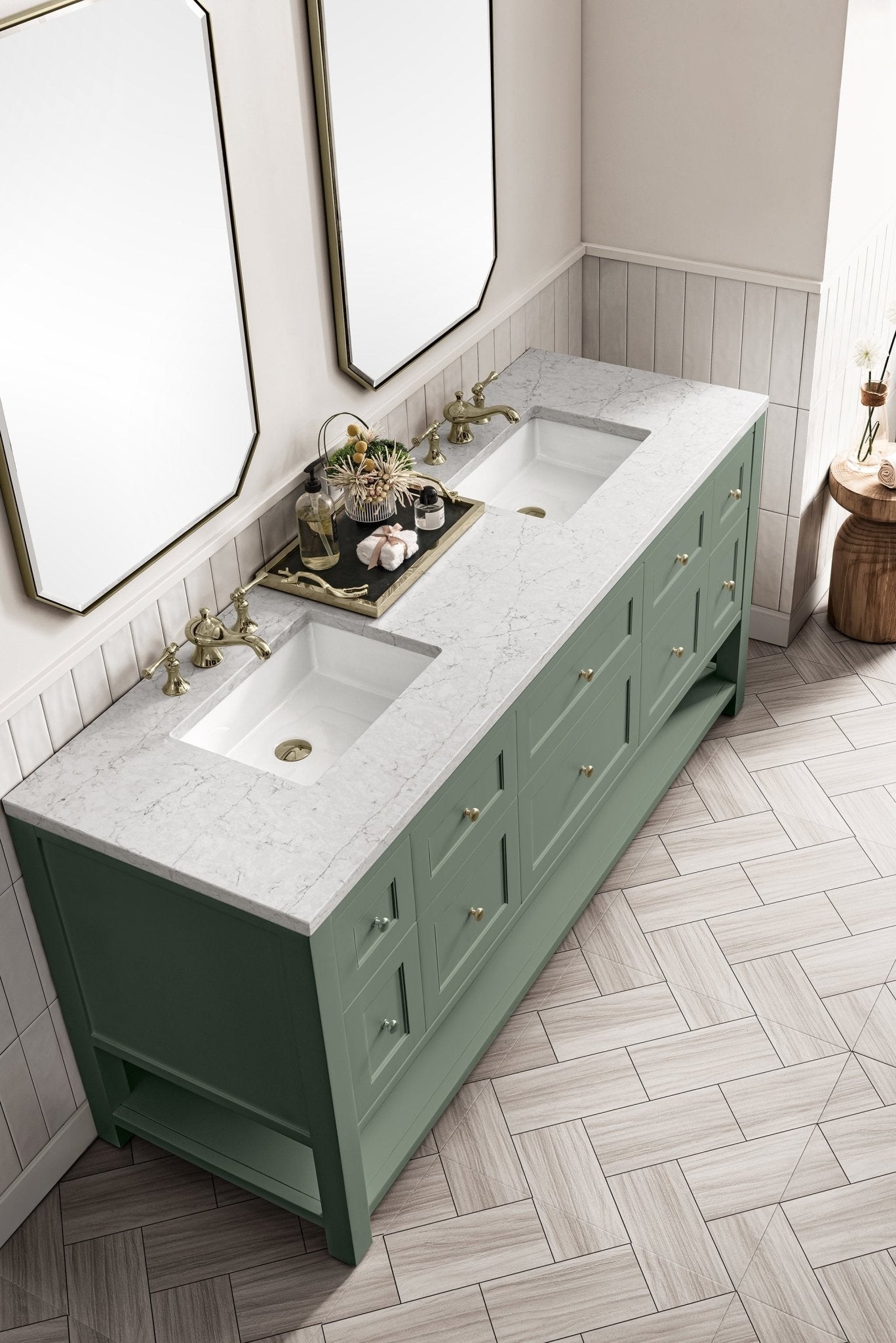 James Martin Vanities - Breckenridge 72" Double Vanity in Smokey Celadon - 330 - V72 - SC - 3EJP - Home Luxury USA