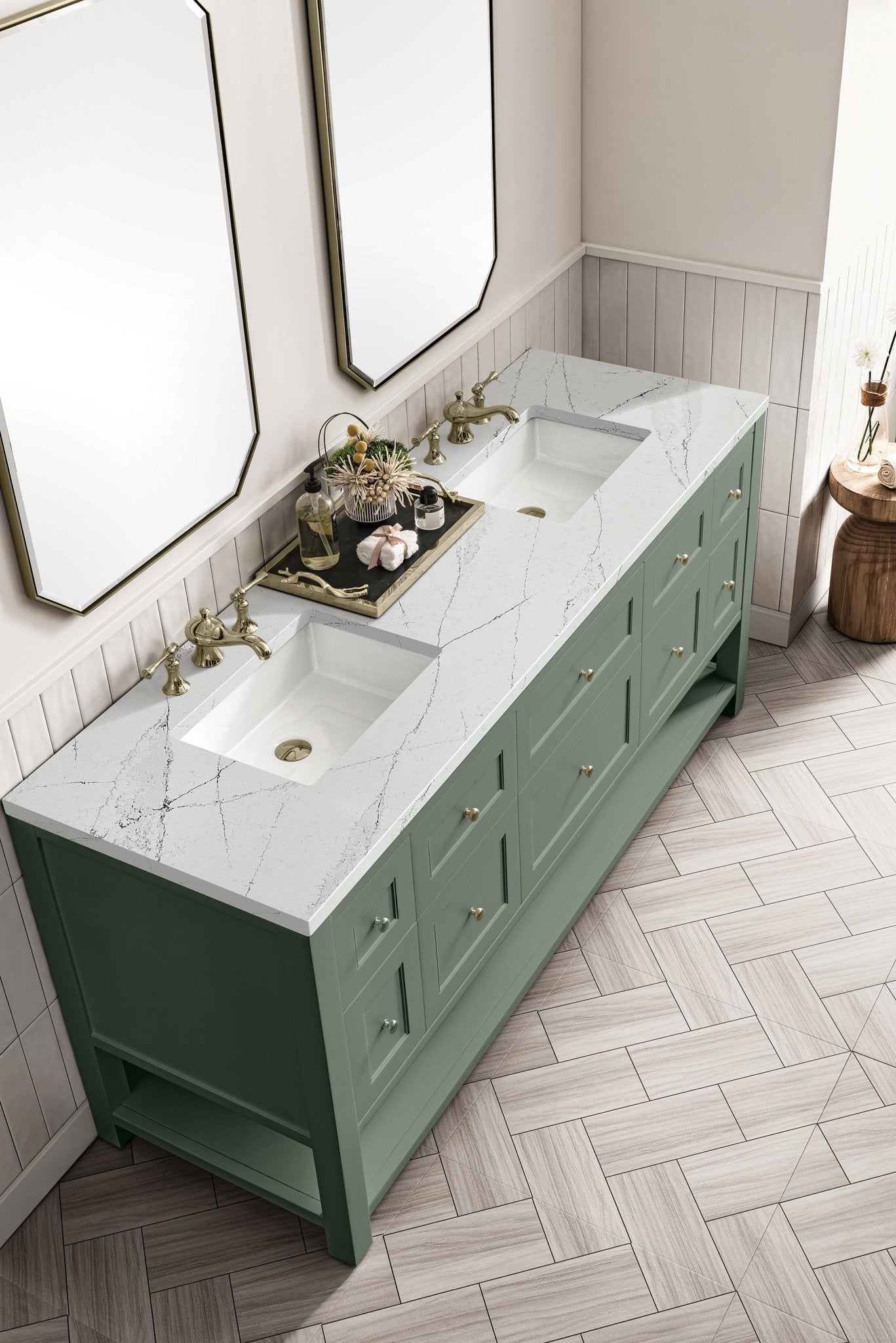 James Martin Vanities - Breckenridge 72" Double Vanity in Smokey Celadon - 330 - V72 - SC - 3ENC - Home Luxury USA